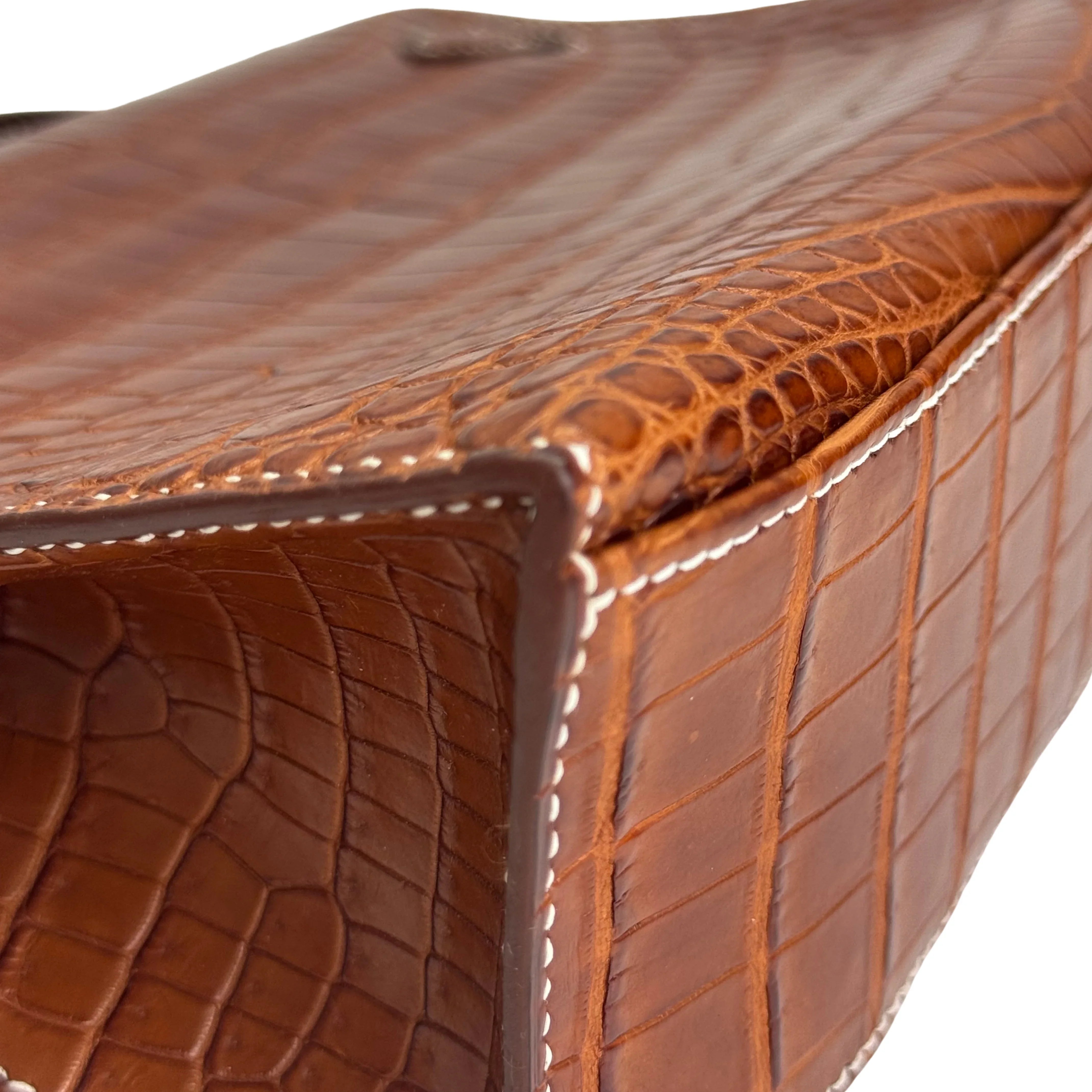 Hermes Kelly Pochette Fauve Niloticus Crocodile PHW □ J Stamp - Lost Designer