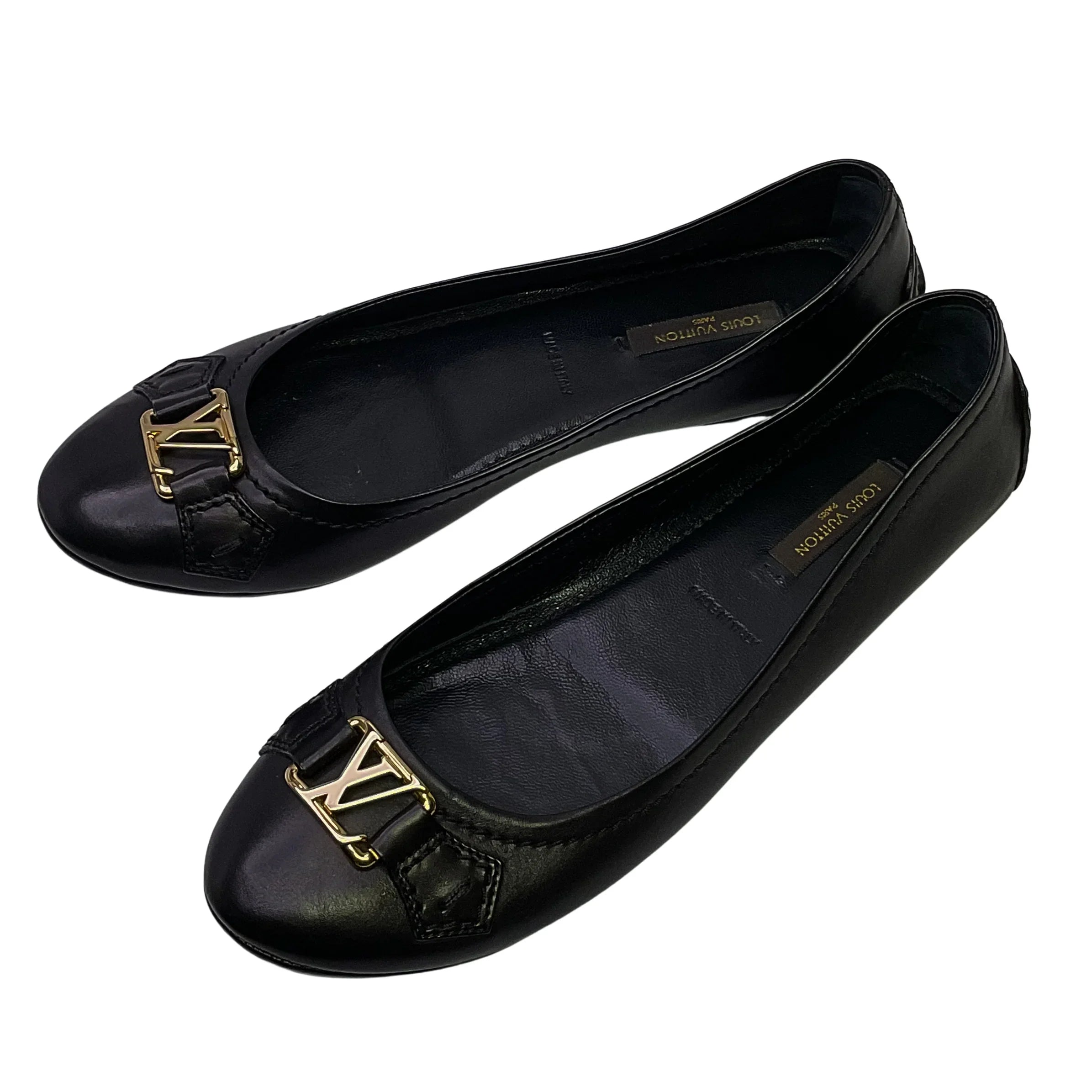 Louis Vuitton Leather Ballet Flats Black 37 - Lost Designer