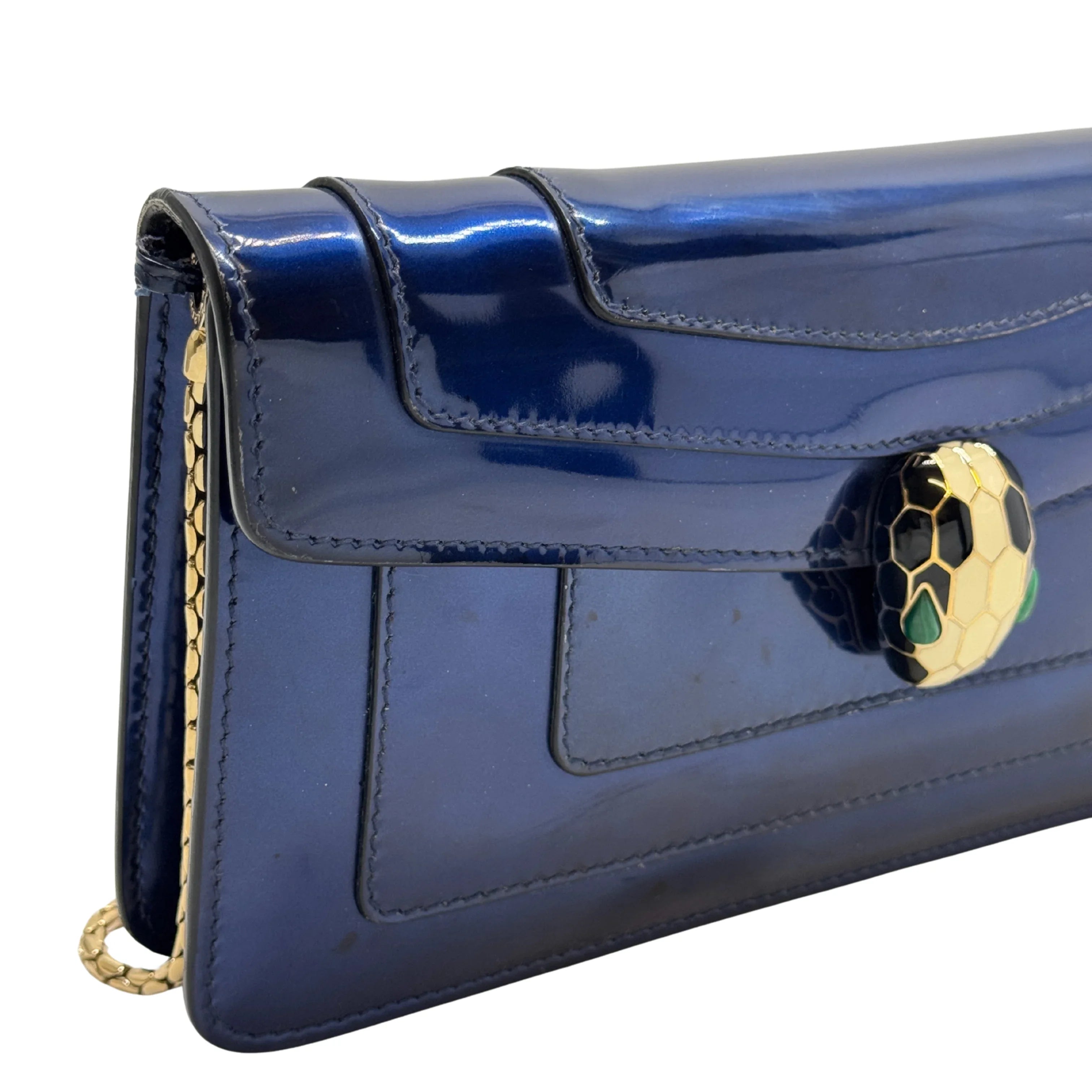 Bvlgari Serpenti Forever Chain Crossbody Bag Navy Blue - Lost Designer