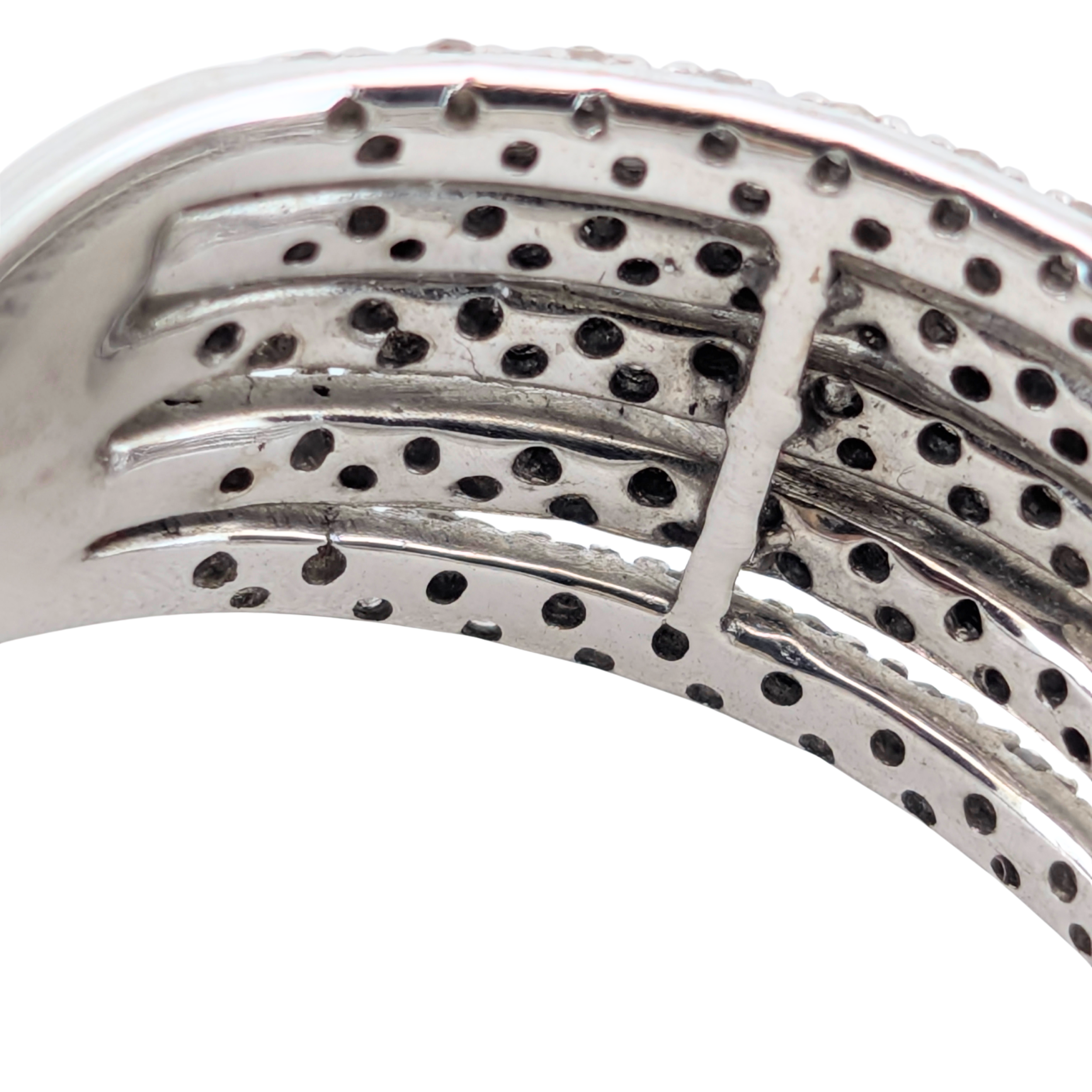 1.00Ct Natural White Diamonds Multi-Row Pavé Ring In 14K White Gold