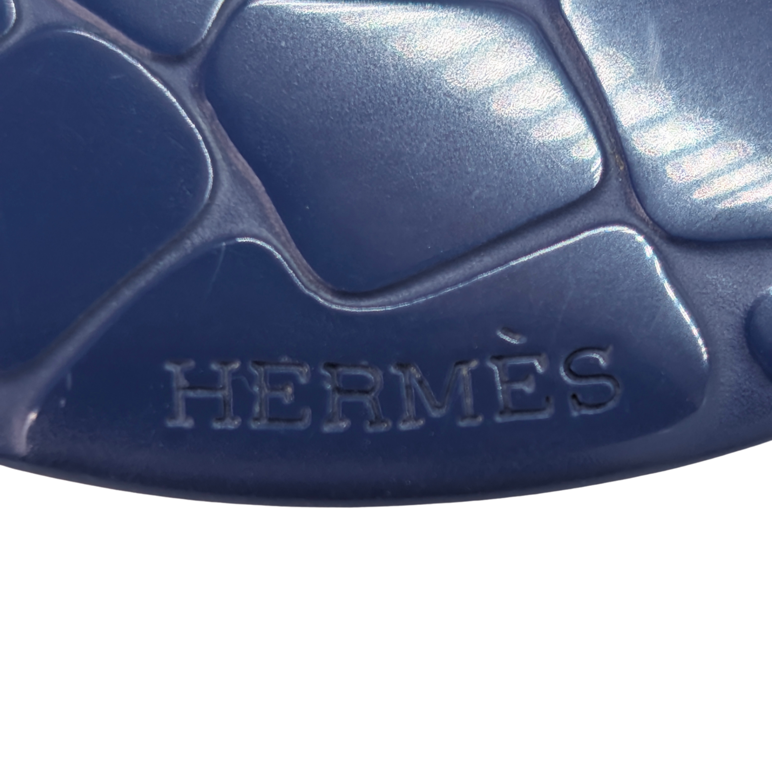 Hermes Lacquer Wood Adjustable Pendant Necklace Blue