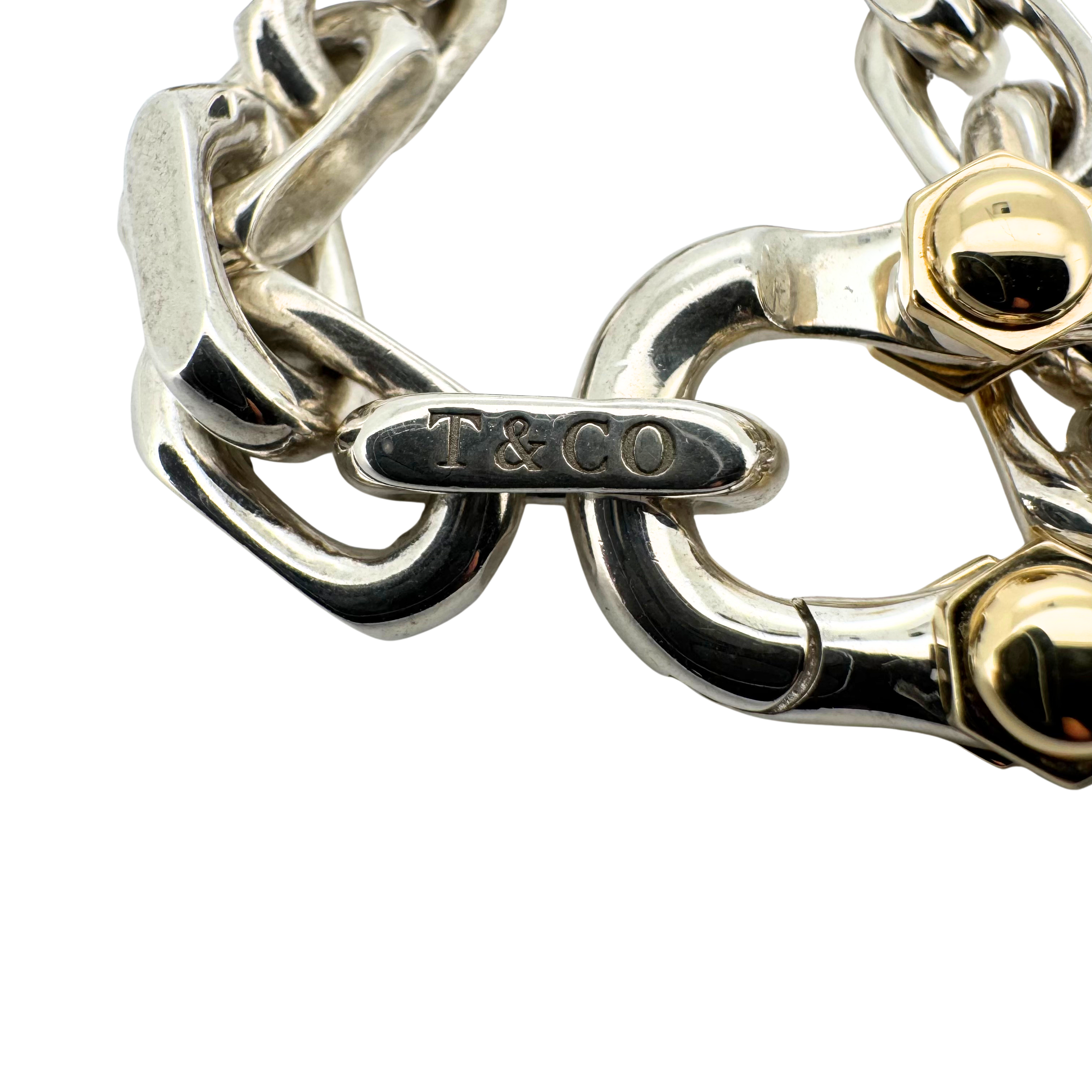 Tiffany & Co Makers Wide Chain Bracelet in Sterling Silver & 18k Gold