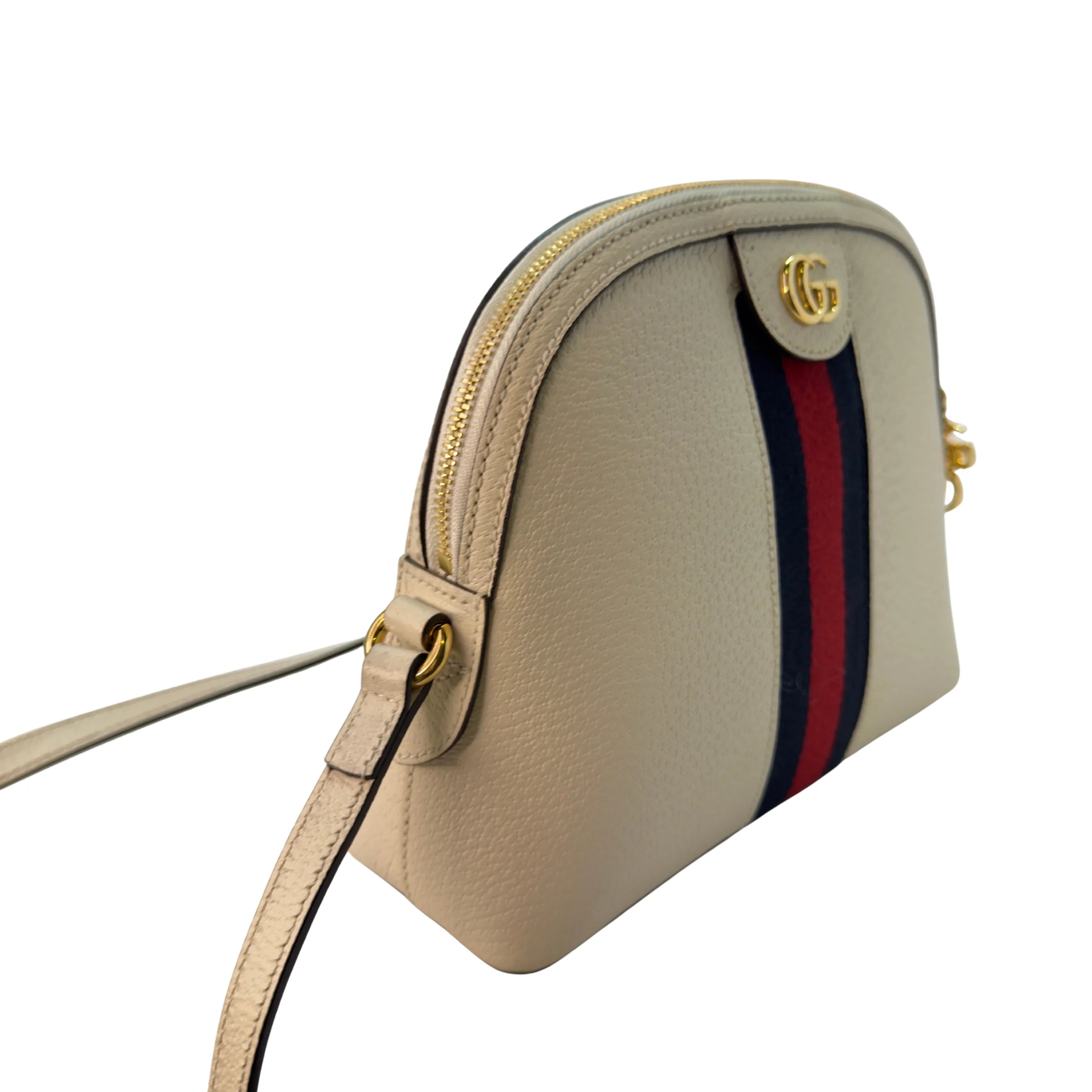 Gucci Textured Dollar Small Ophidia Dome Shoulder Bag Beige - Lost Designer