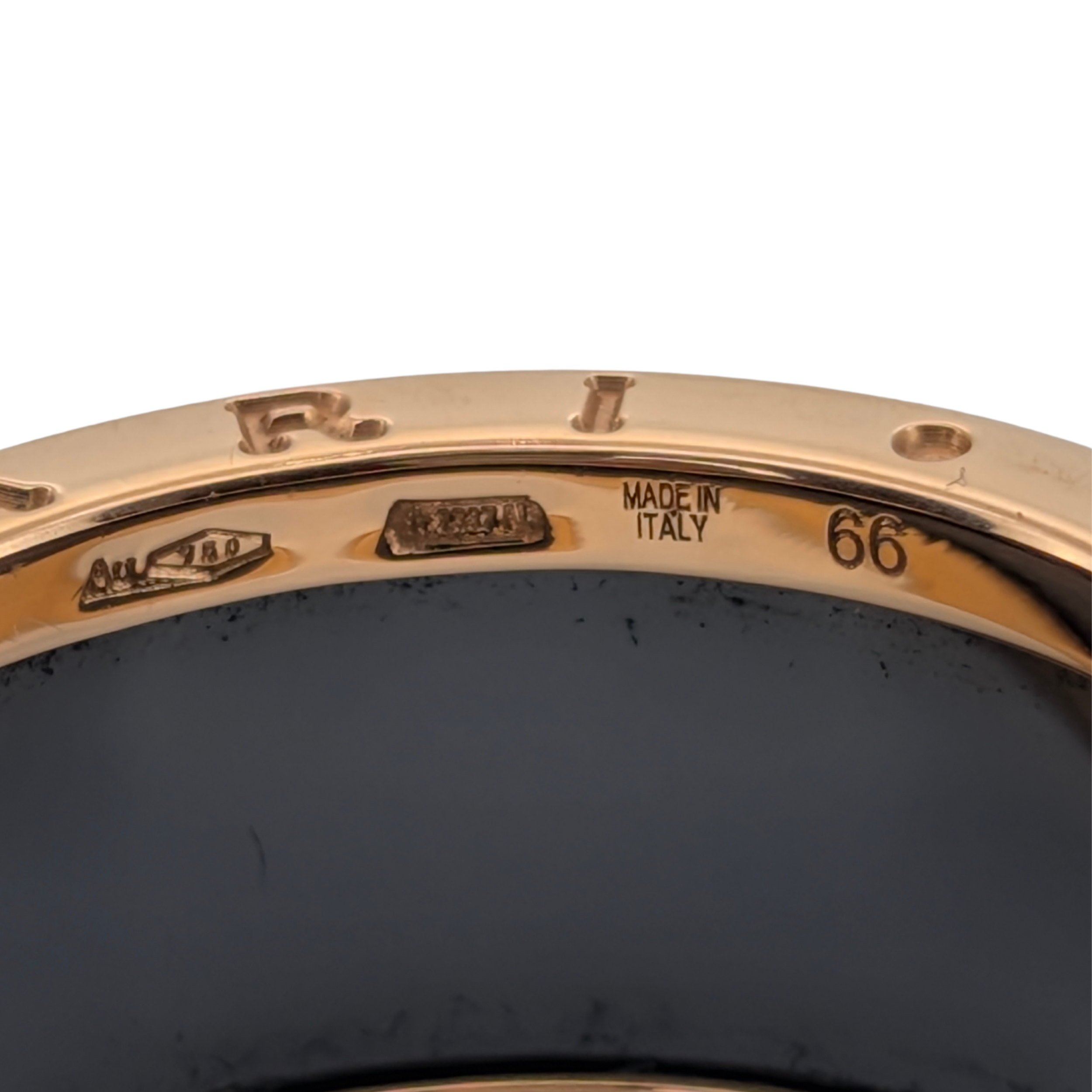 Bvlgari 18K Rose Gold Black Ceramic B.Zero1 Band Ring Size 66