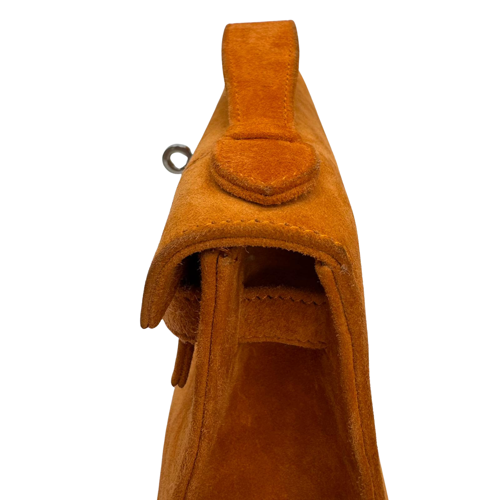 Hermès Kelly Pochette Orange H Veau Doblis Suede PWH ☐ I Stamp