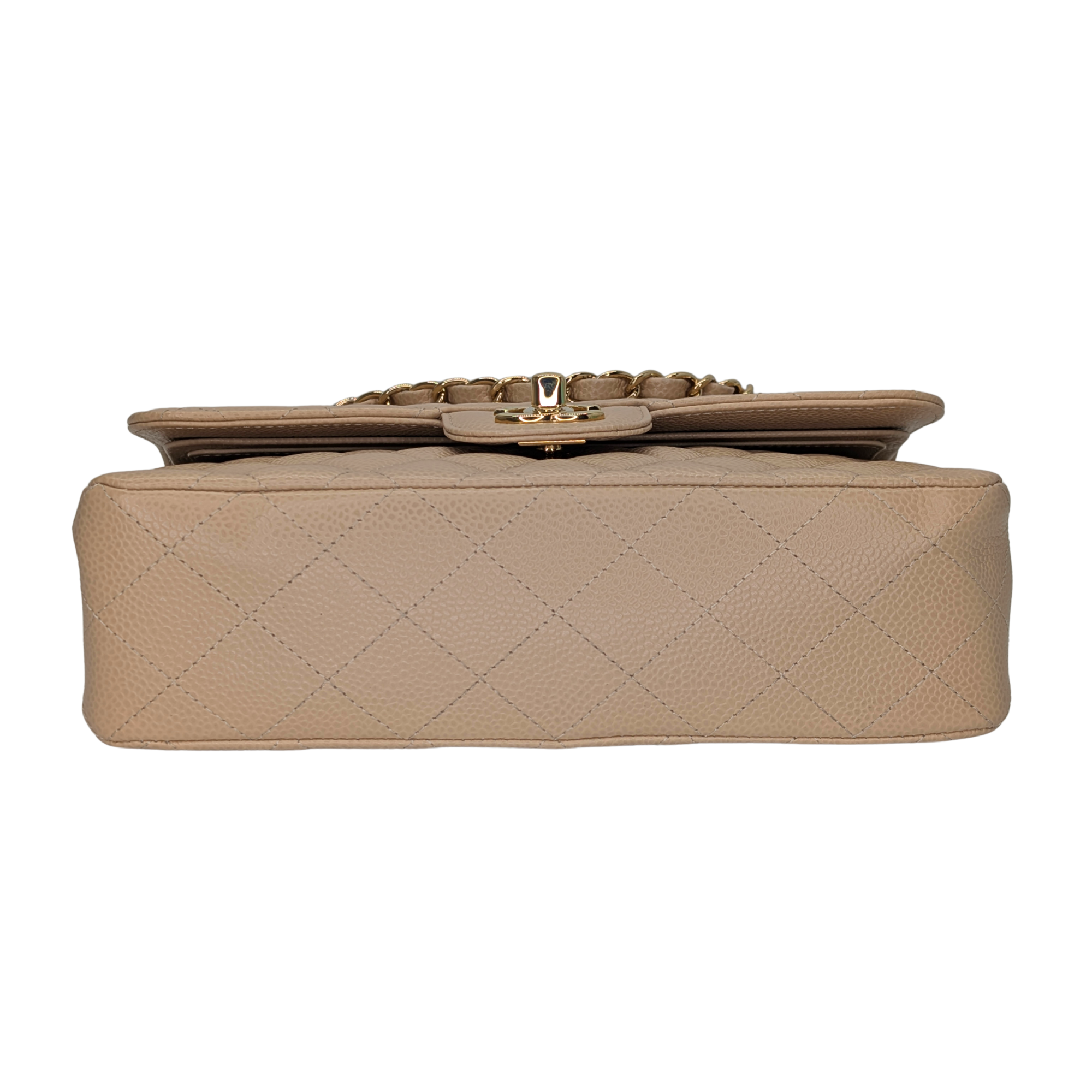 Chanel Classic Flap Small Caviar 2022 Microchip Shoulder Bag Beige