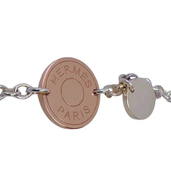 Hermes Confettis Ex-libris 18k Rose Gold & Silver Bracelet - Lost Designer