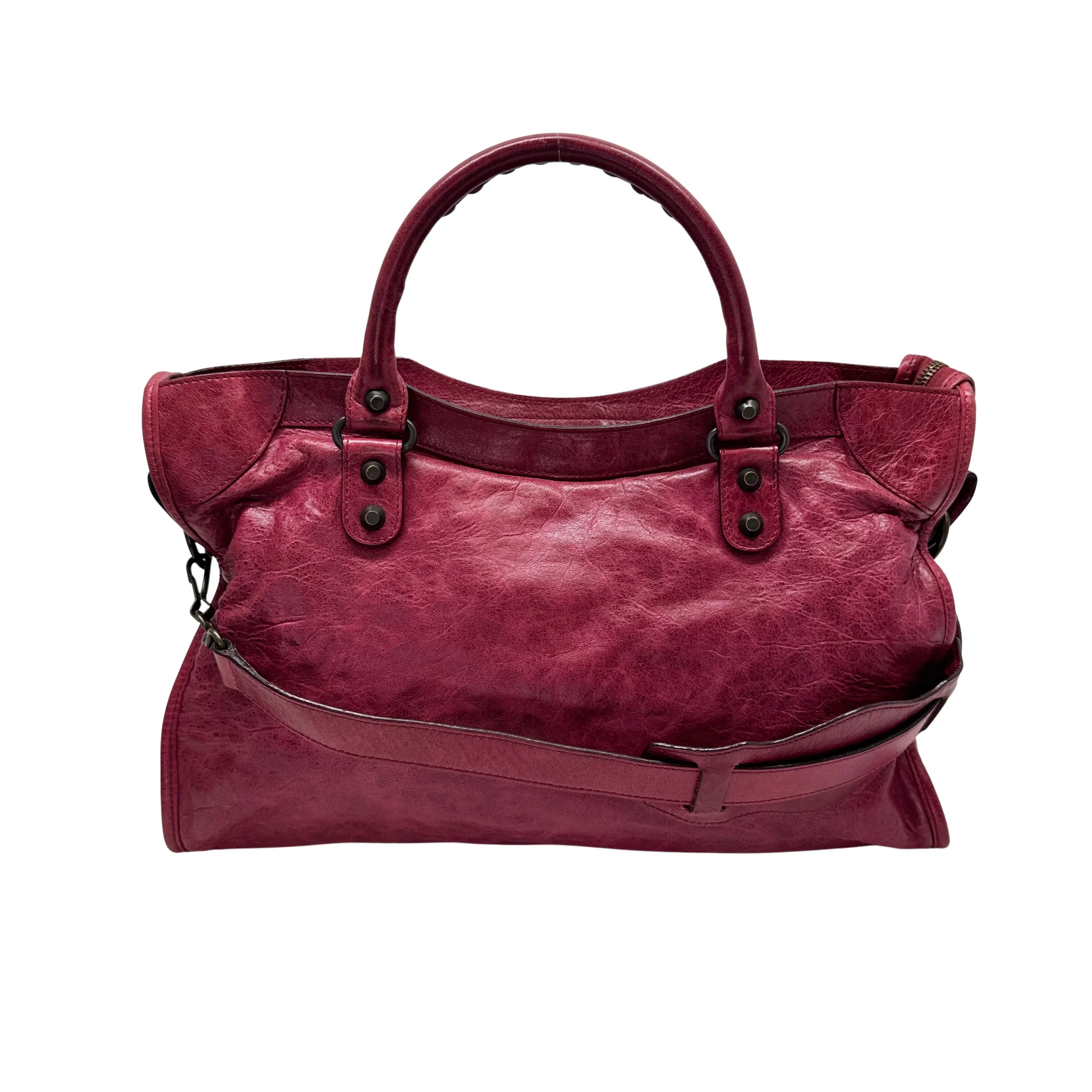 Balenciaga City Bag Small Leather Wine Red - Lost Designer