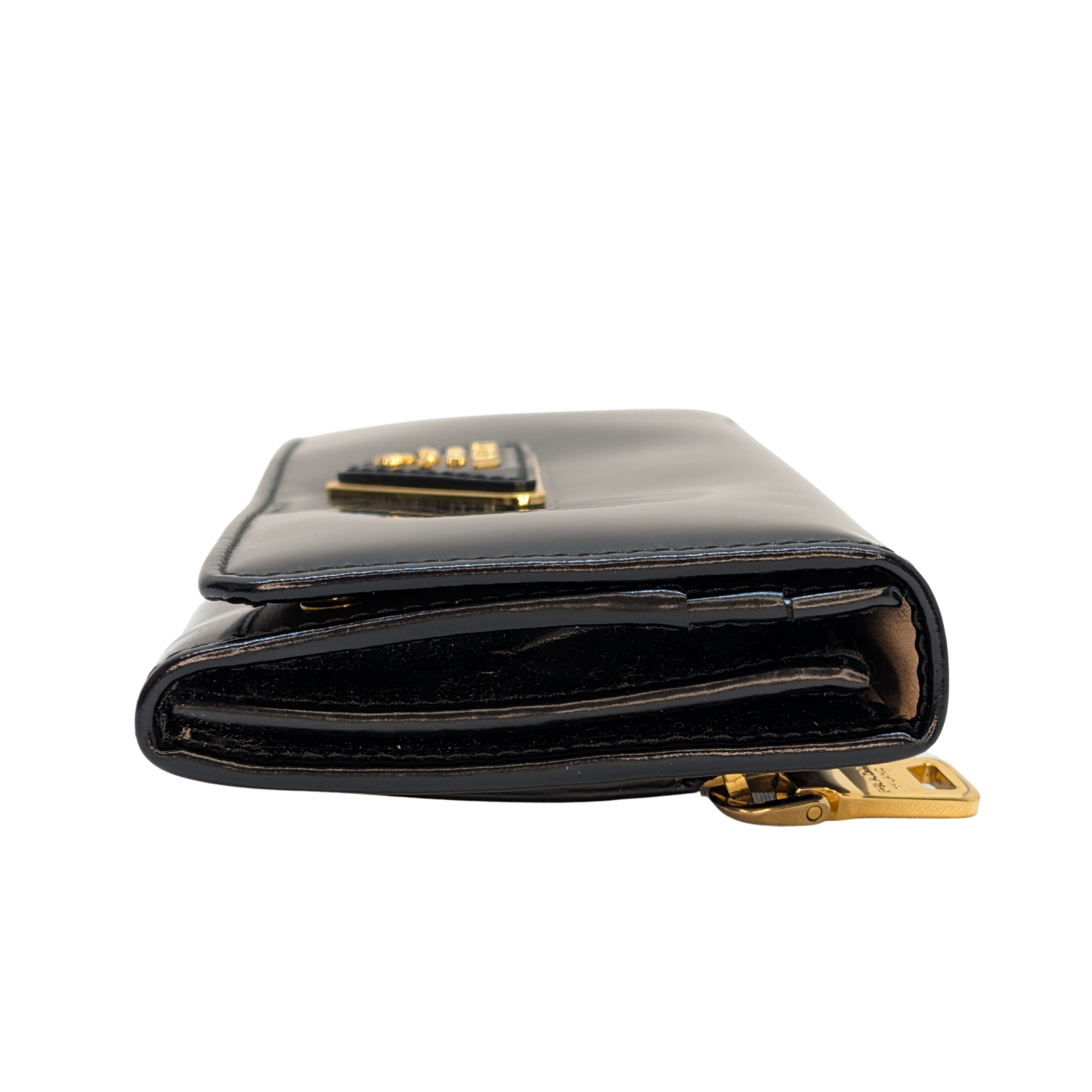 Prada Calfskin Leather Long Wallet Black