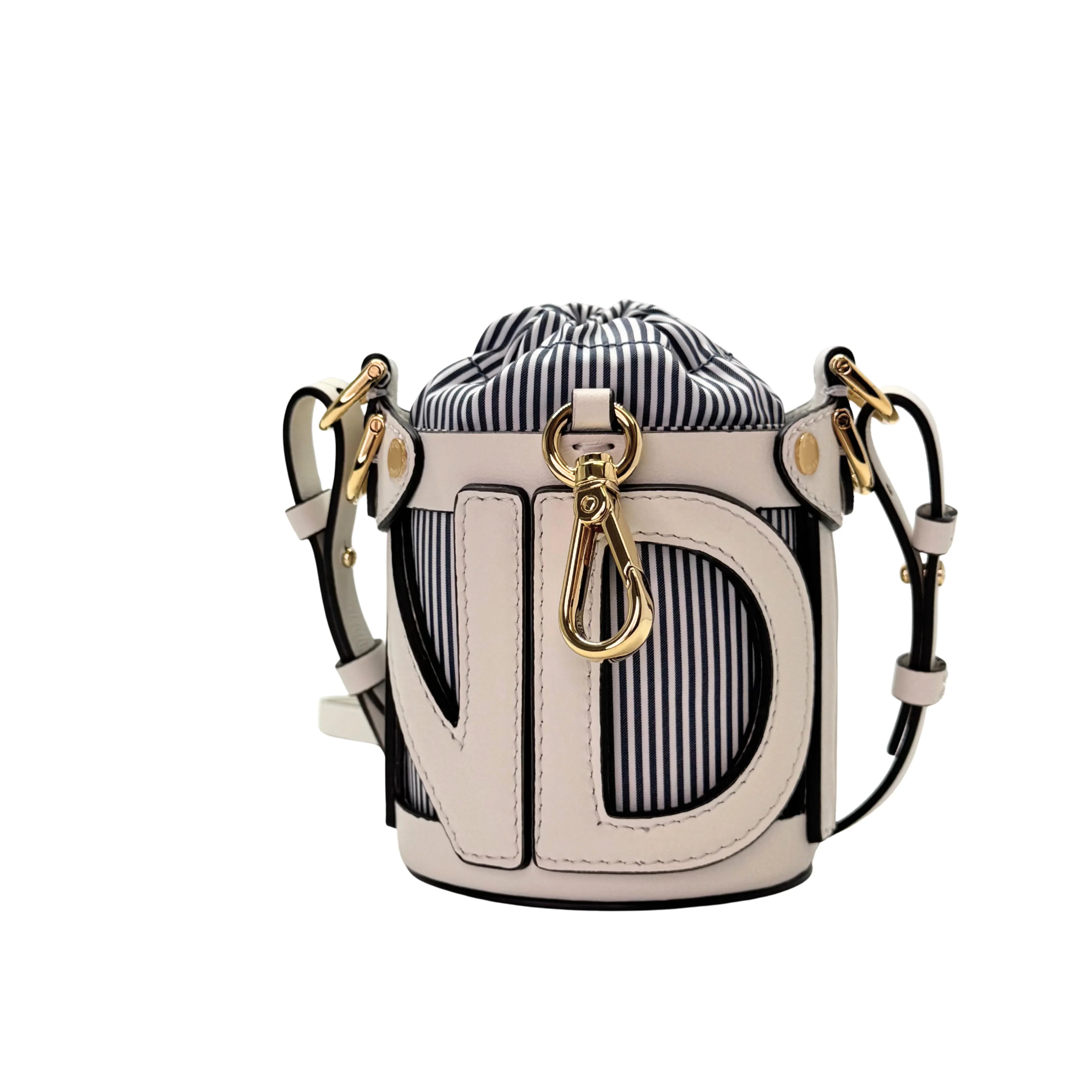 Fendi Nylon Vitello Step Out Bucket Shoulder Bag Beige Mini - Lost Designer