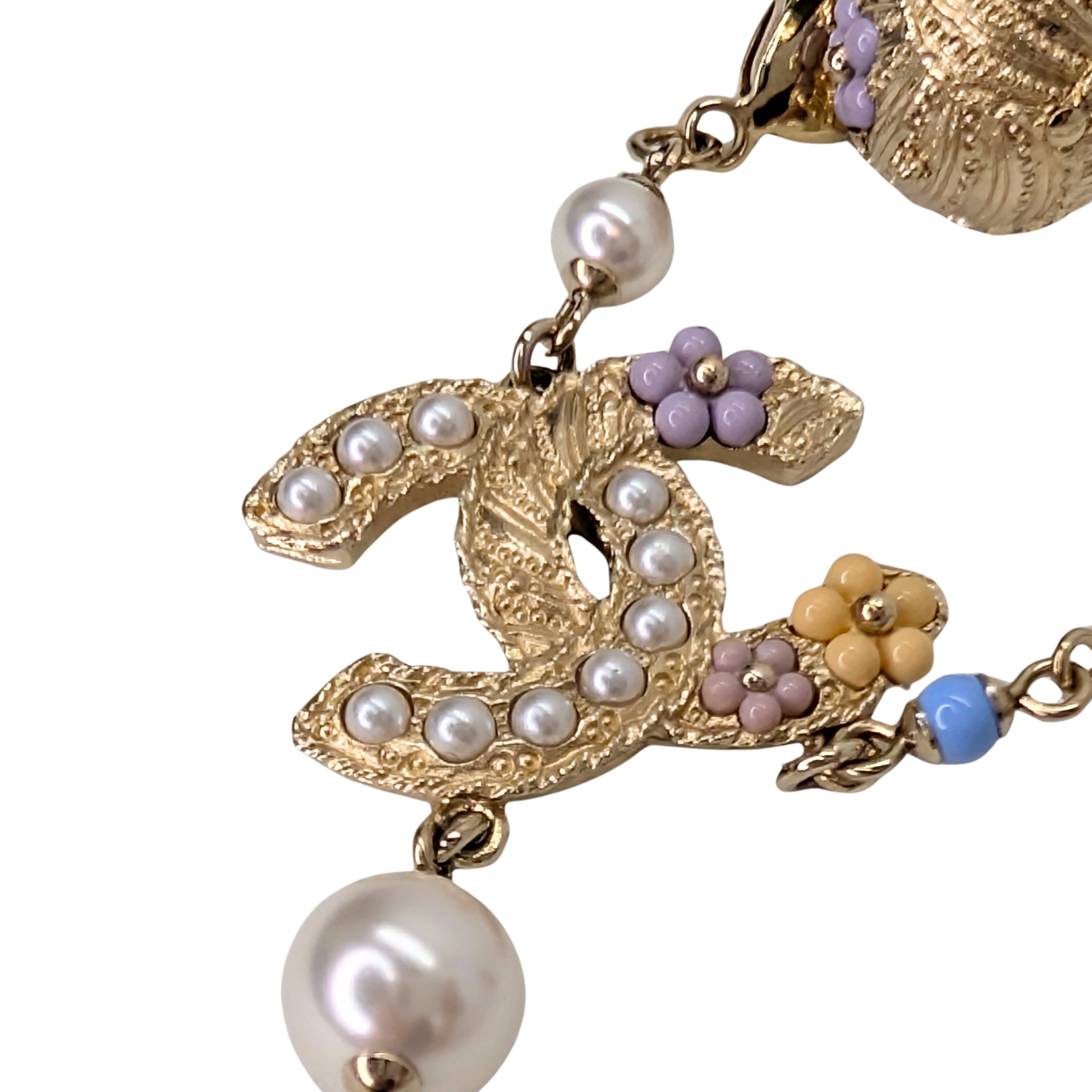 Chanel CC Charm Pearl & Multicolour Bead Sautoir Necklace