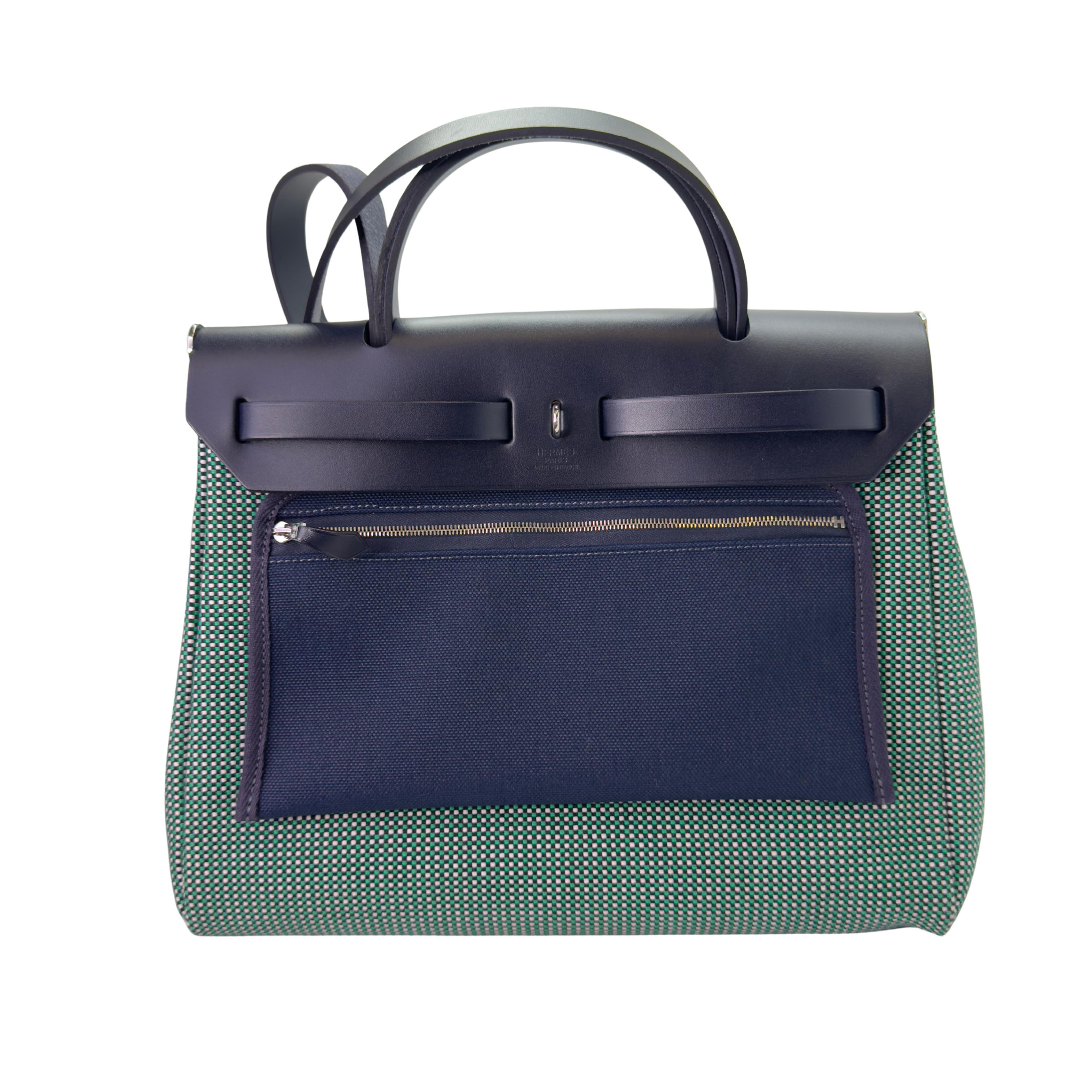Hermés Herbag Zip 31 Criss Viking Quadrille Dark Green/Navy