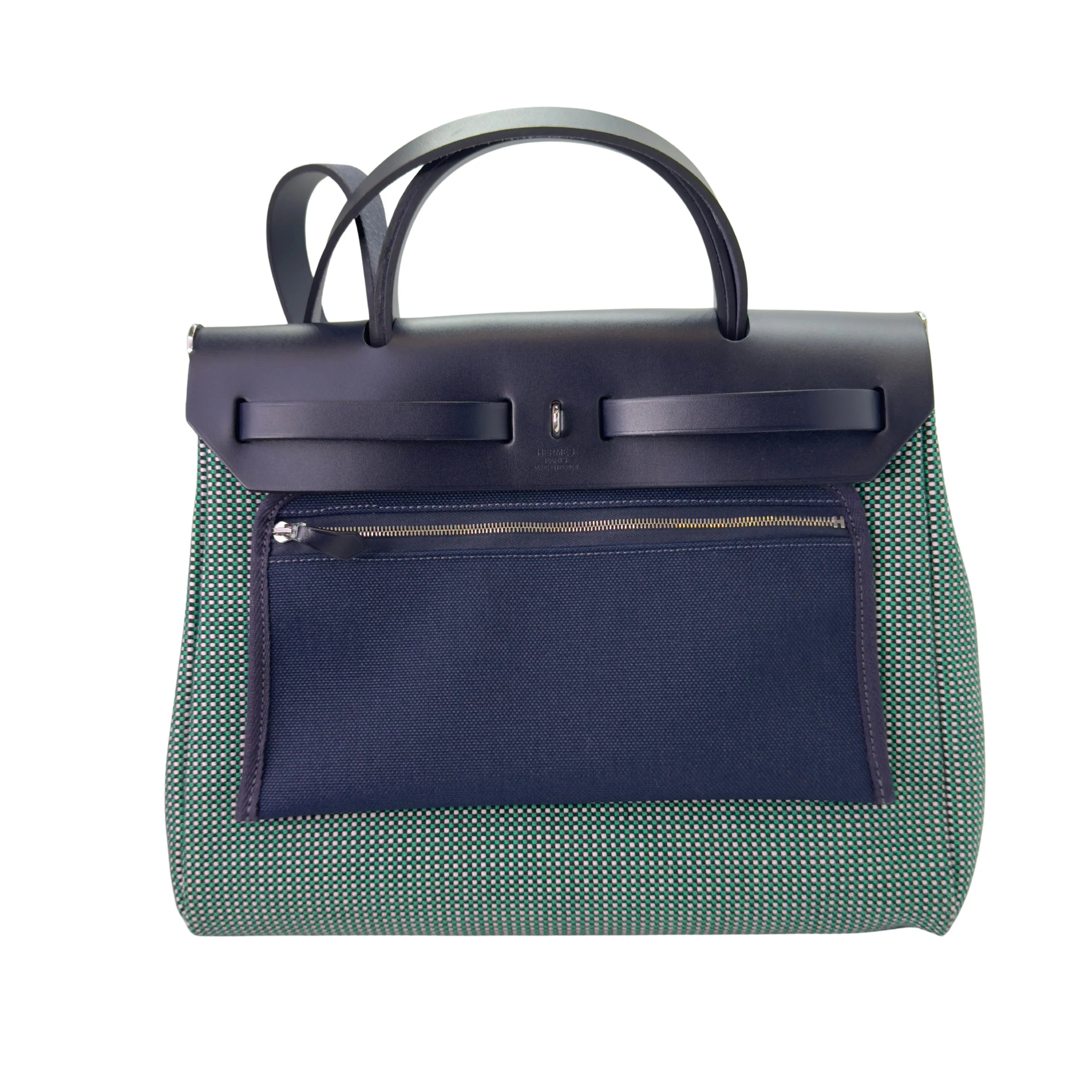 Hermés Herbag Zip 31 Criss Viking Quadrille Dark Green/Navy - Lost Designer