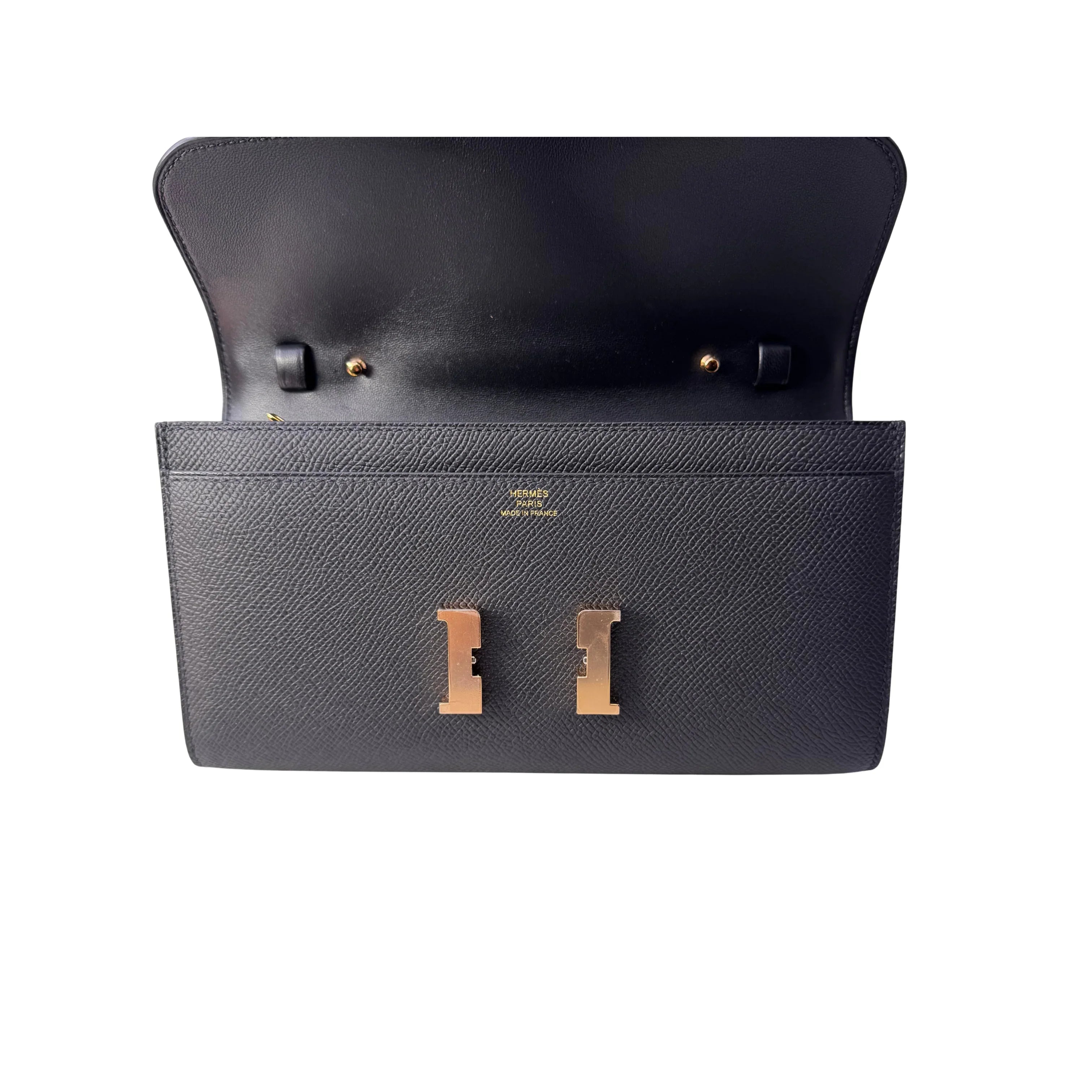 Hermes Epsom Constance To Go Black Wallet Crossbody Bag - Lost Designer