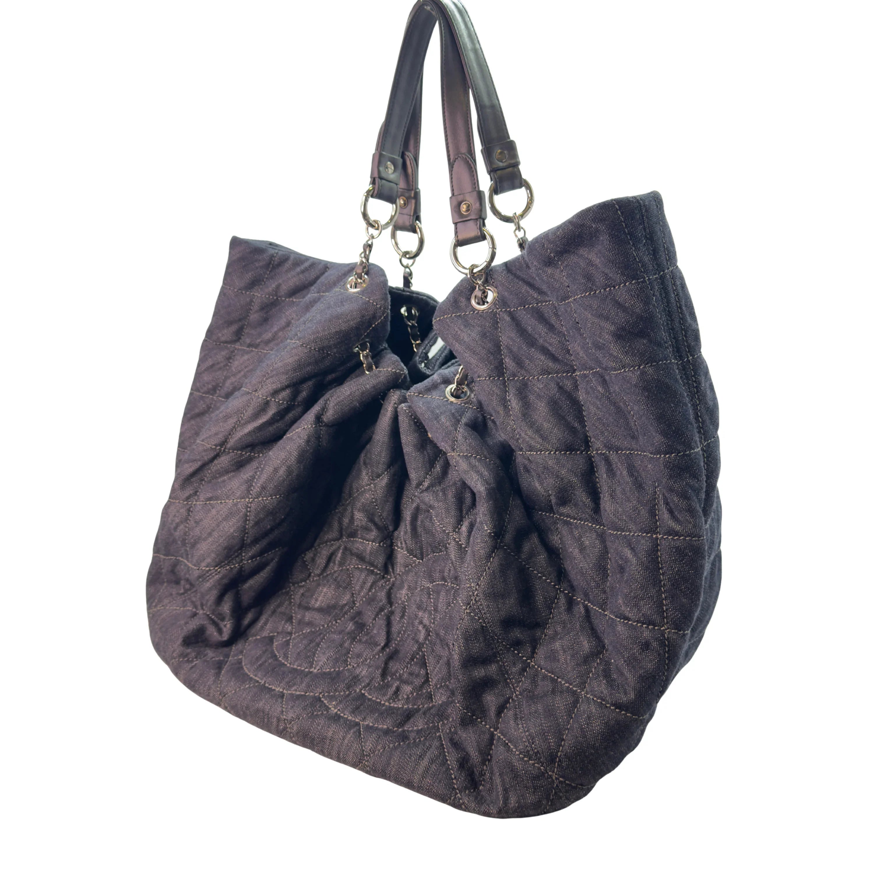 Chanel Coco Spirit XL Denim Cabas Tote Bag Black - Lost Designer