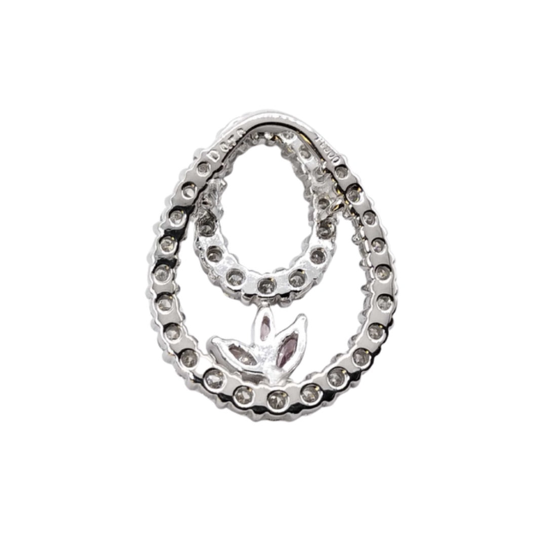 0.14ct Pink Diamond & 0.70ct White Diamond Platinum Double Teardrop Pendant