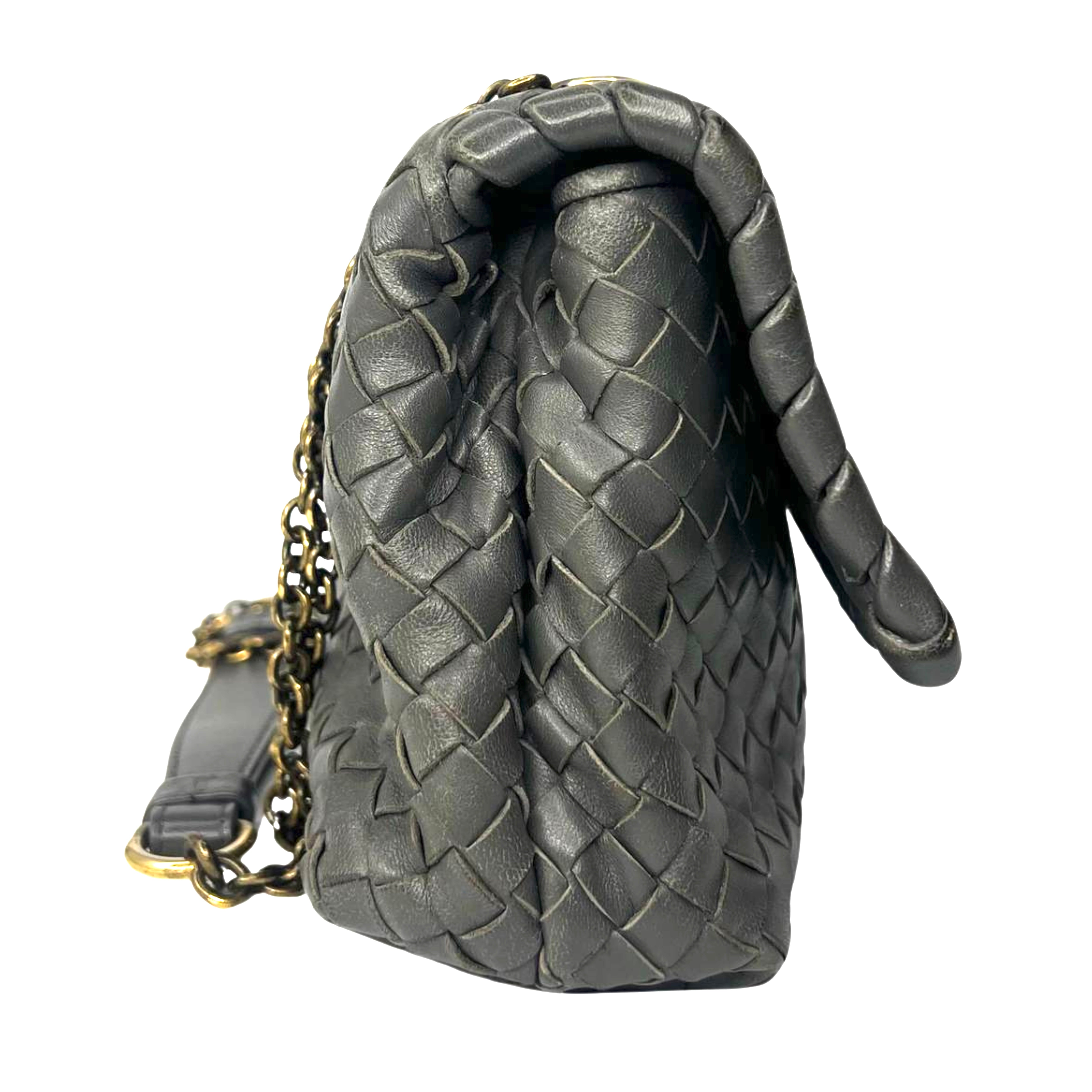 Bottega Veneta Nappa Intrecciato Medium Olimpia Bag – Steel Grey
