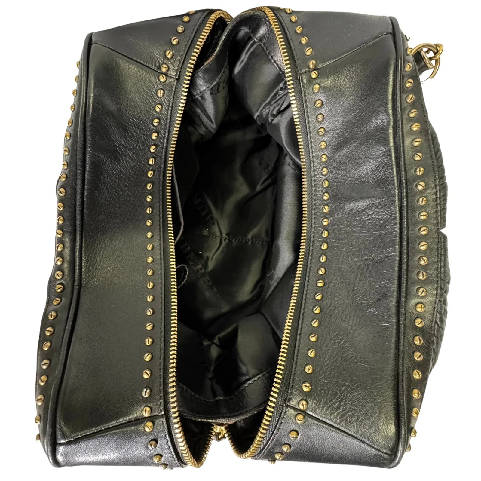 Burberry Black Studded Plissé Lambskin Leather Tote Bag - Lost Designer