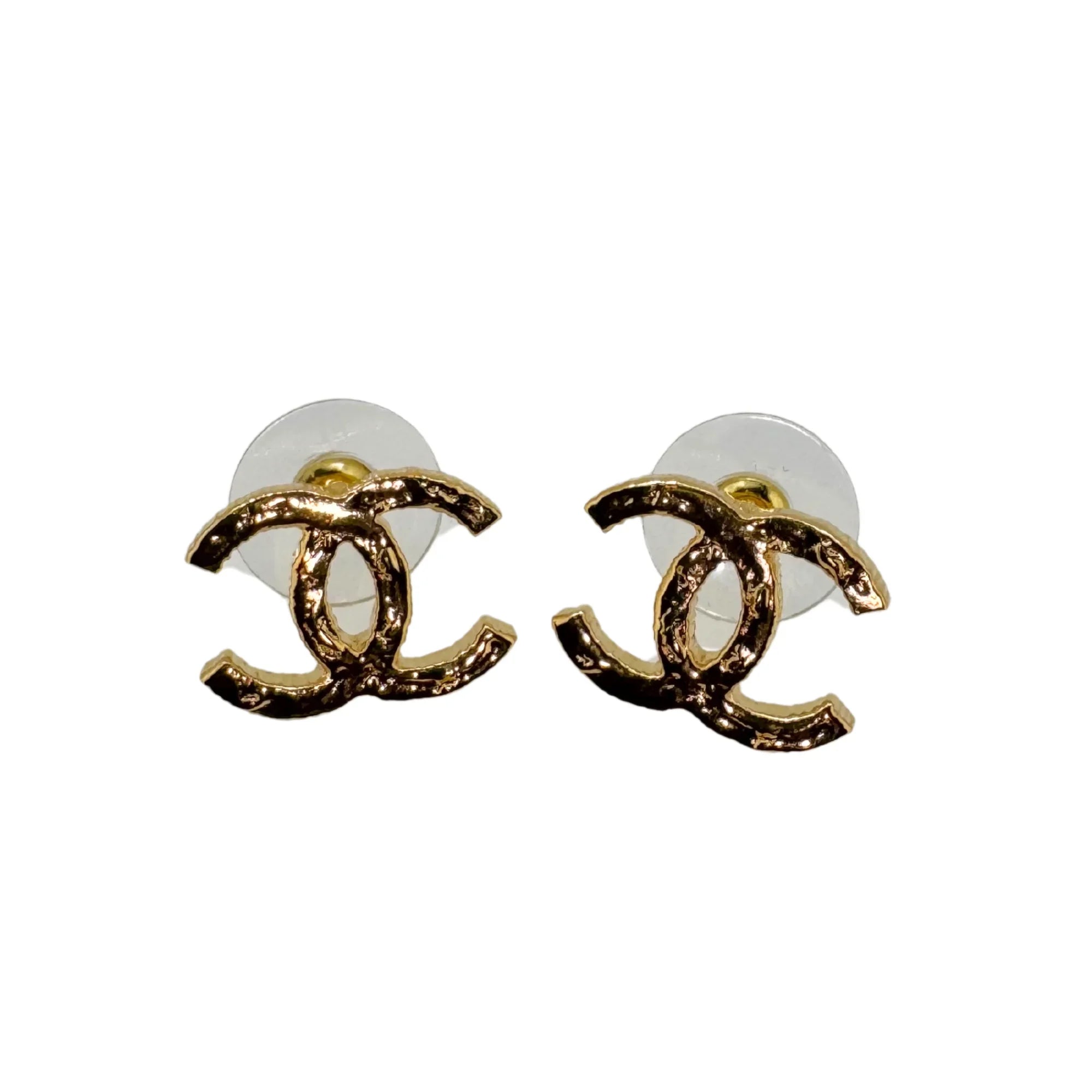 Chanel 18K Gold-Plated CC Logo Stud Earrings
