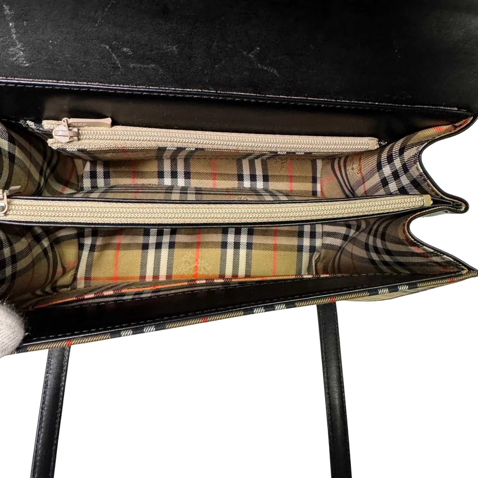 Burberry Nova Check Leather Flap Shoulder Bag