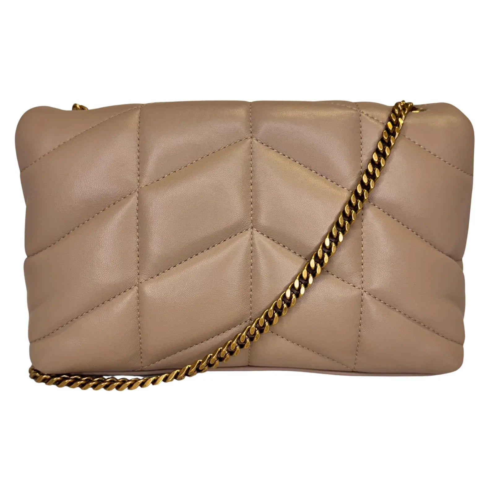 Saint Laurent Lambskin Toy Loulou Puffer Chain Bag – Dark Beige - Lost Designer