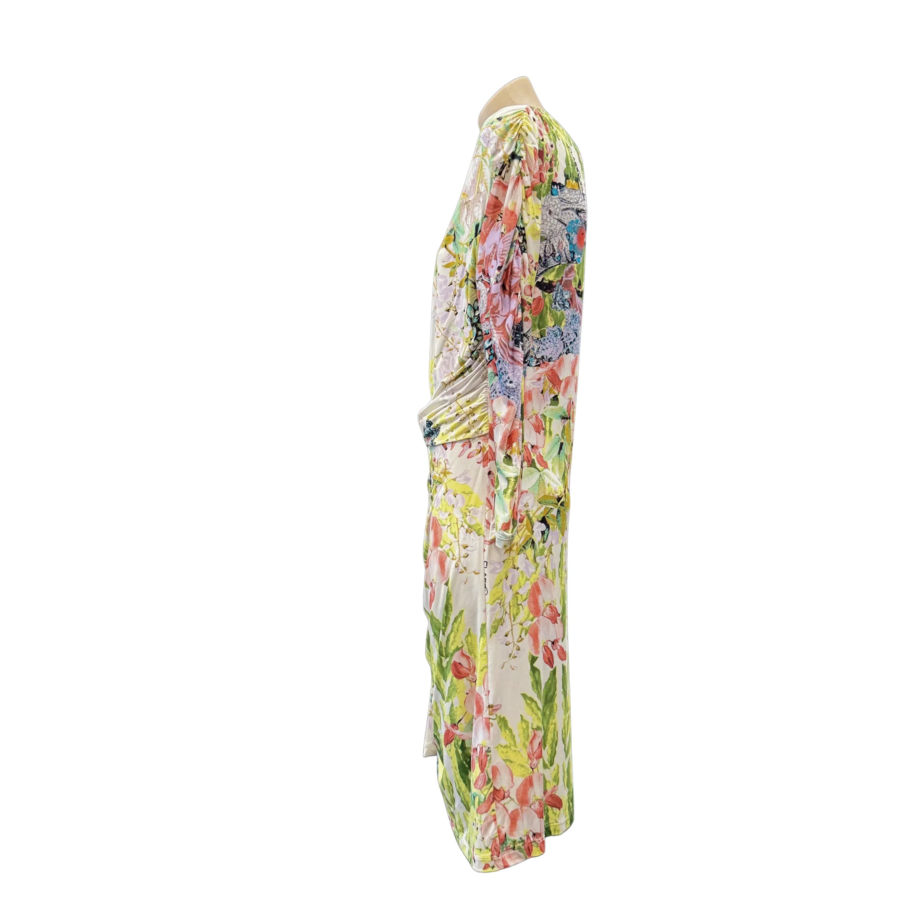 Roberto Cavalli Class Floral Dress 38 White Multicolour - Lost Designer