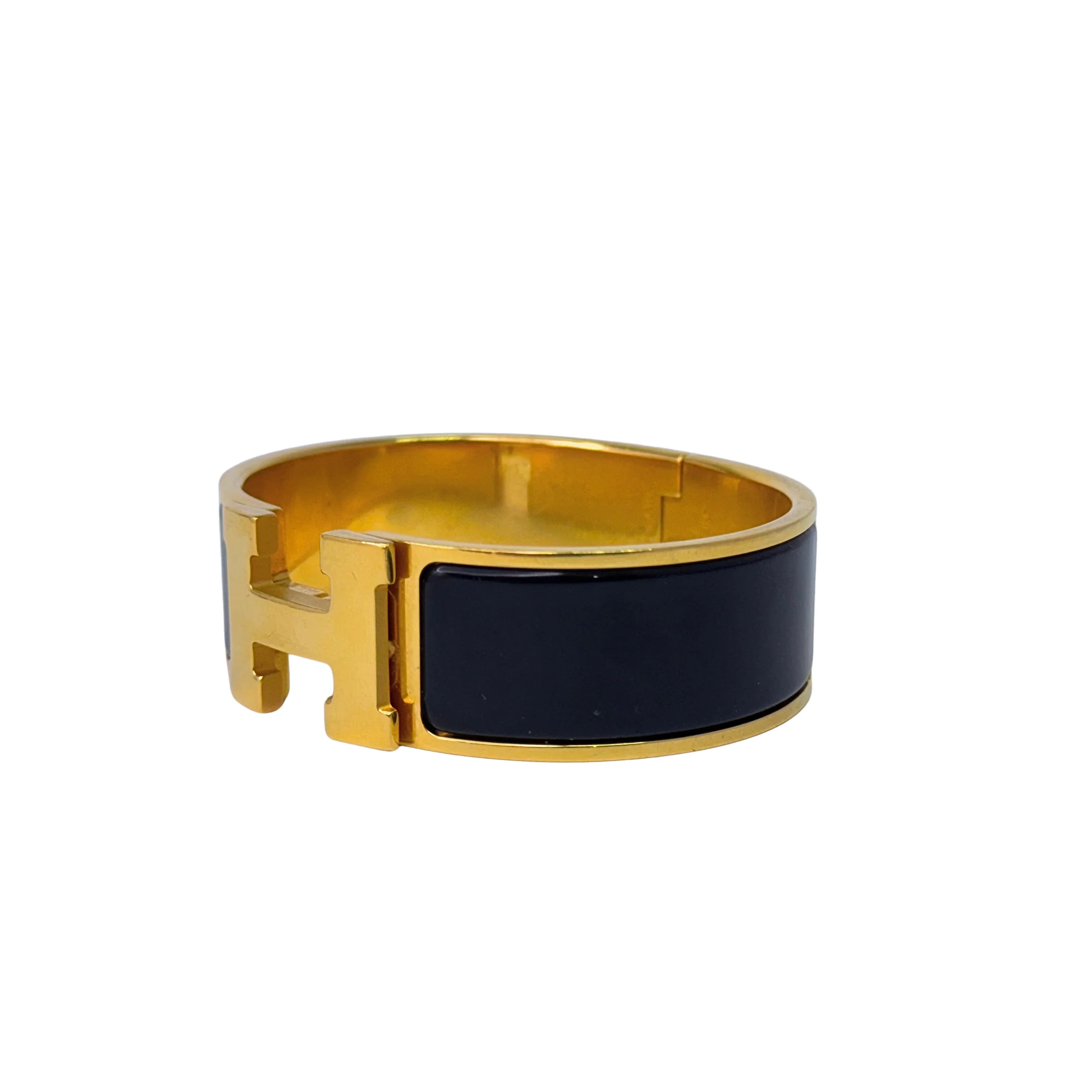 Hermes Clic Clac H Ultramarine Enamel Gold Hardware Bracelet - Lost Designer