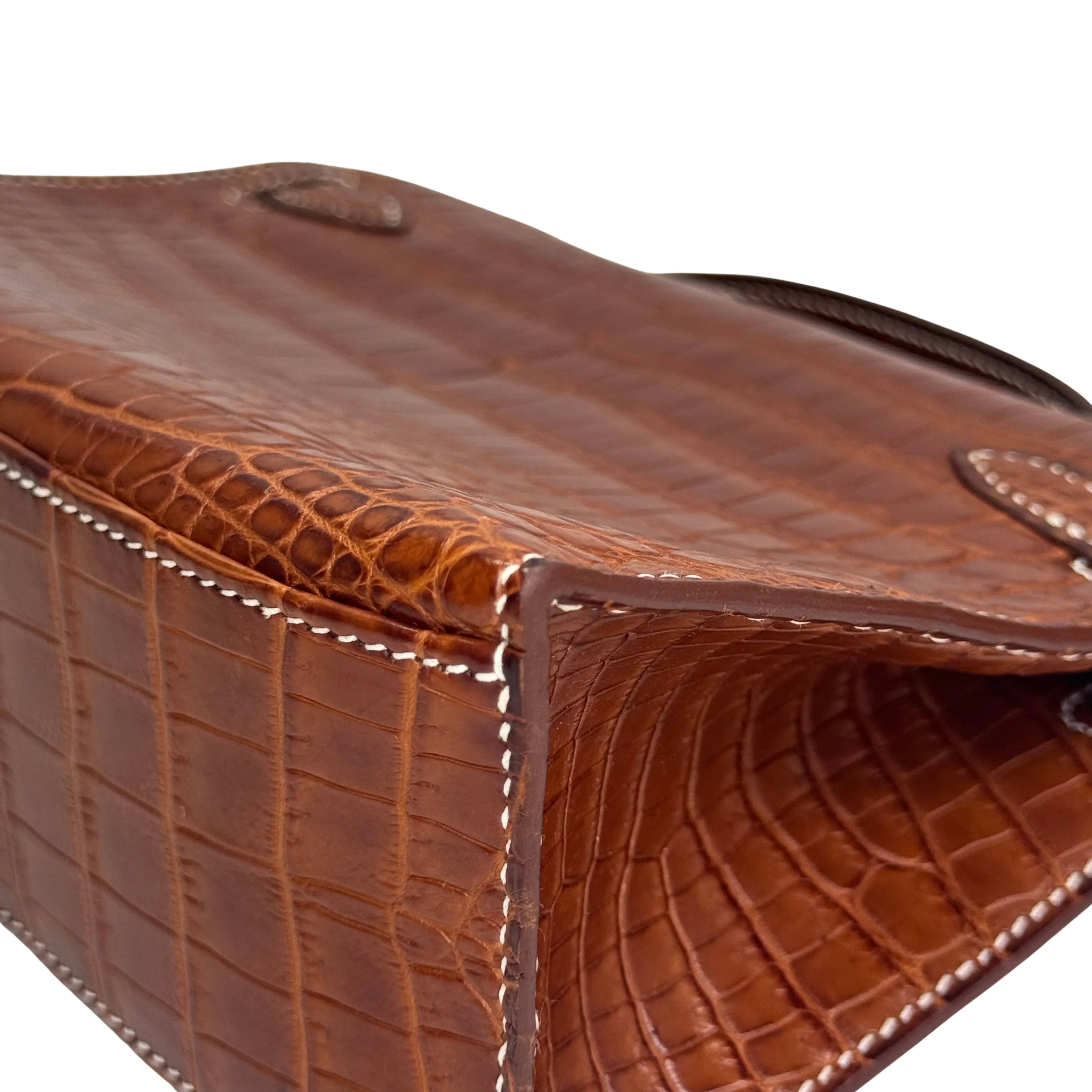 Hermes Kelly Pochette Fauve Niloticus Crocodile PHW □ J Stamp - Lost Designer