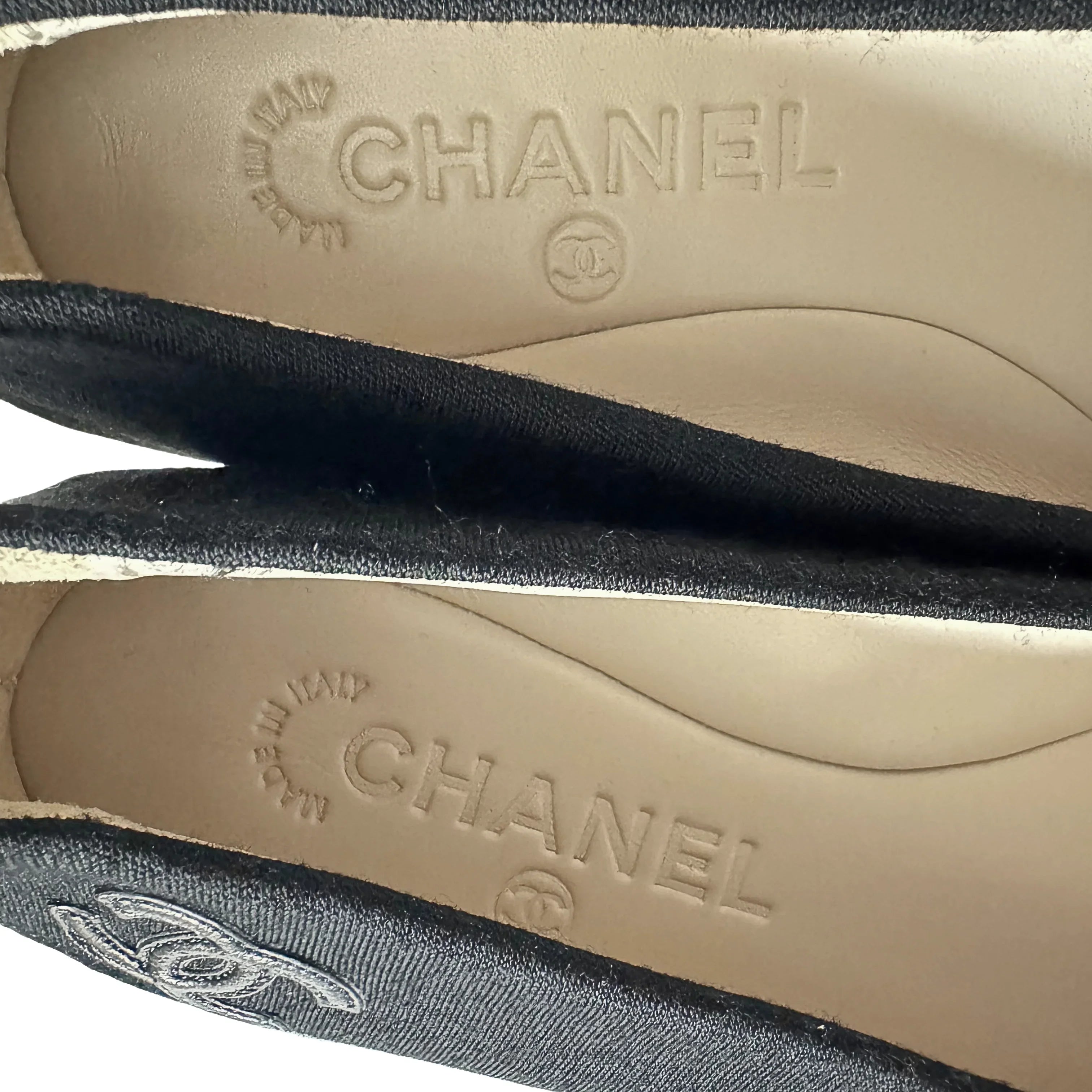 Chanel Ballet Flats Canvas Black 37.5 - Lost Designer