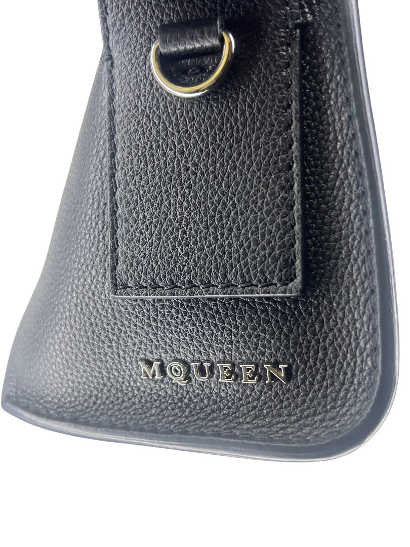 Alexander McQueen Black Leather T-Bar Sling Shoulder Bag