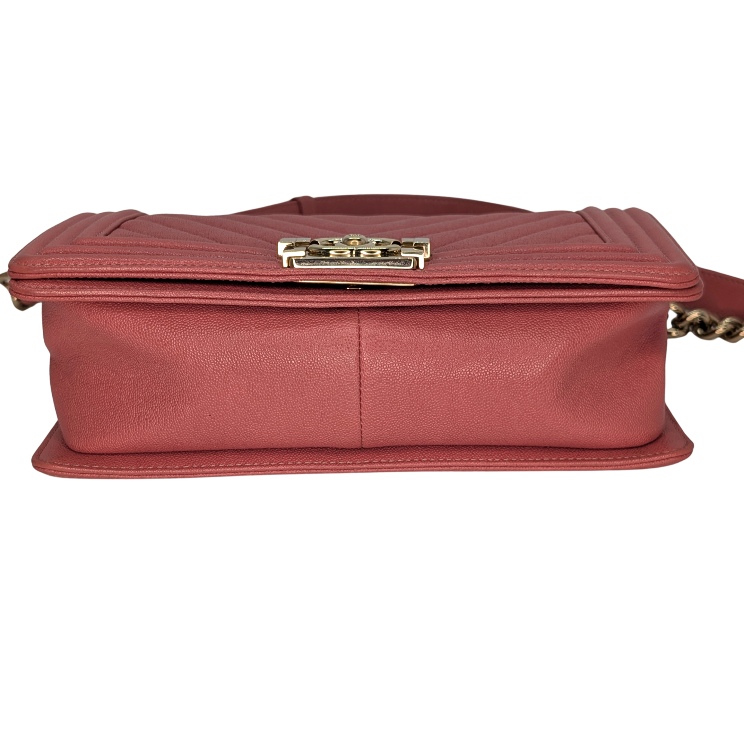 Chanel Caviar Chevron Quilted Medium Boy Flap Pink