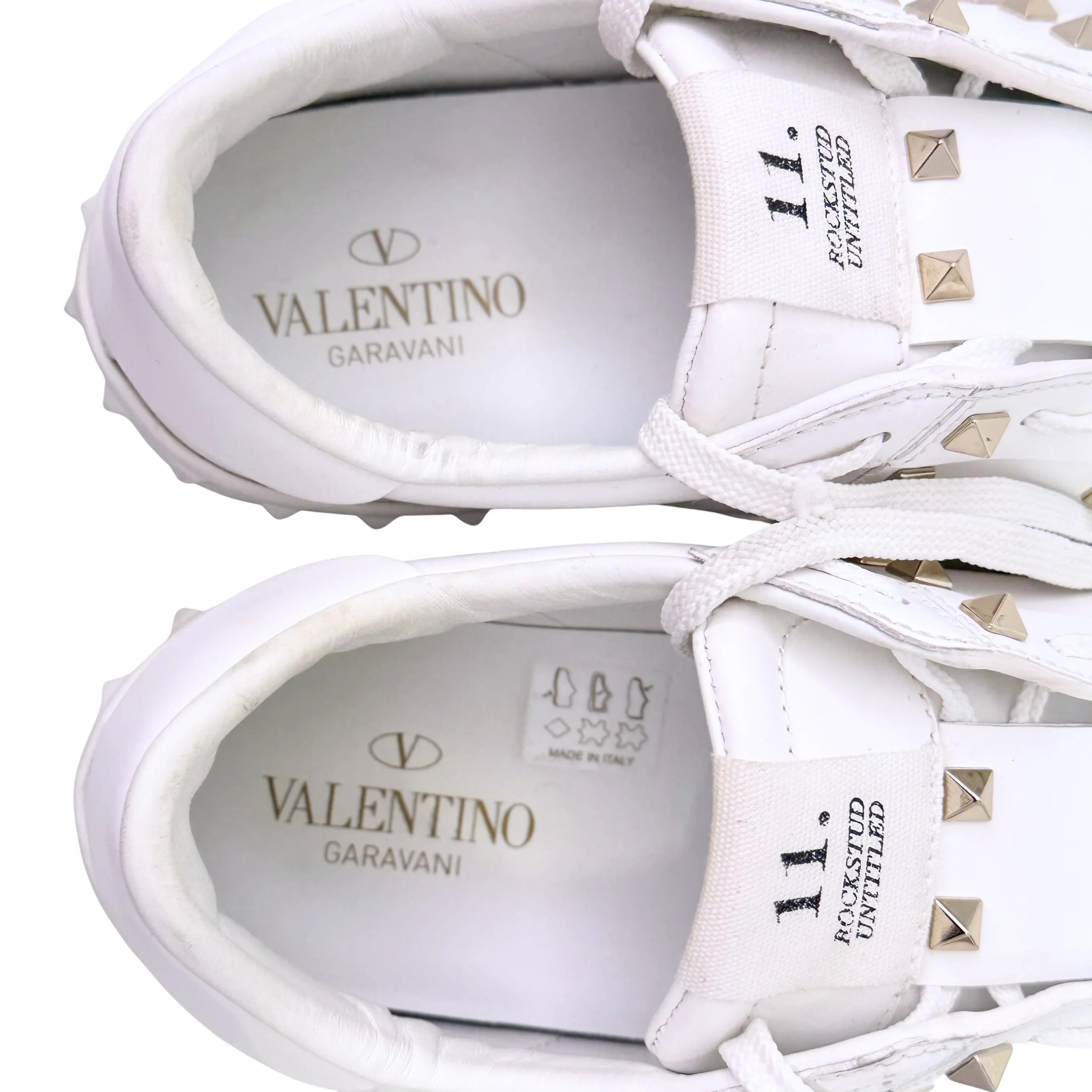 White Valentino RockStud Sneakers Women's 8 US - Lost Designer