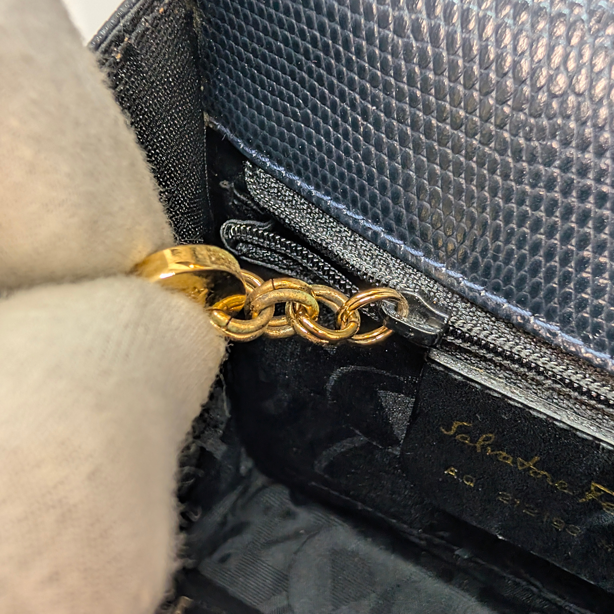 Salvatore Ferragamo Lizard Gancini Iconic Top Handle Bag