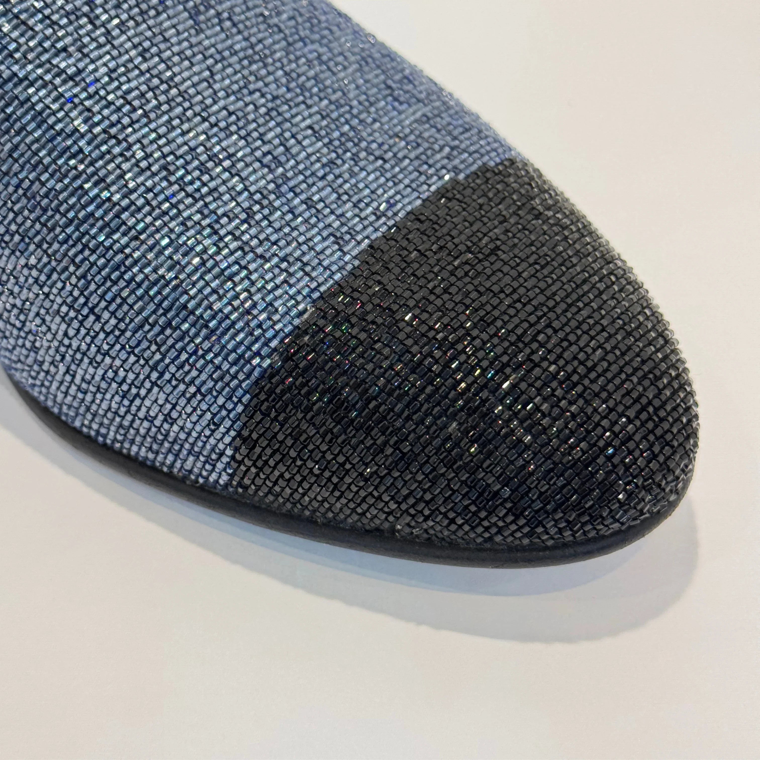 Chanel Glitter Loafers Lurex Fabric 38 Blue/Black - Lost Designer