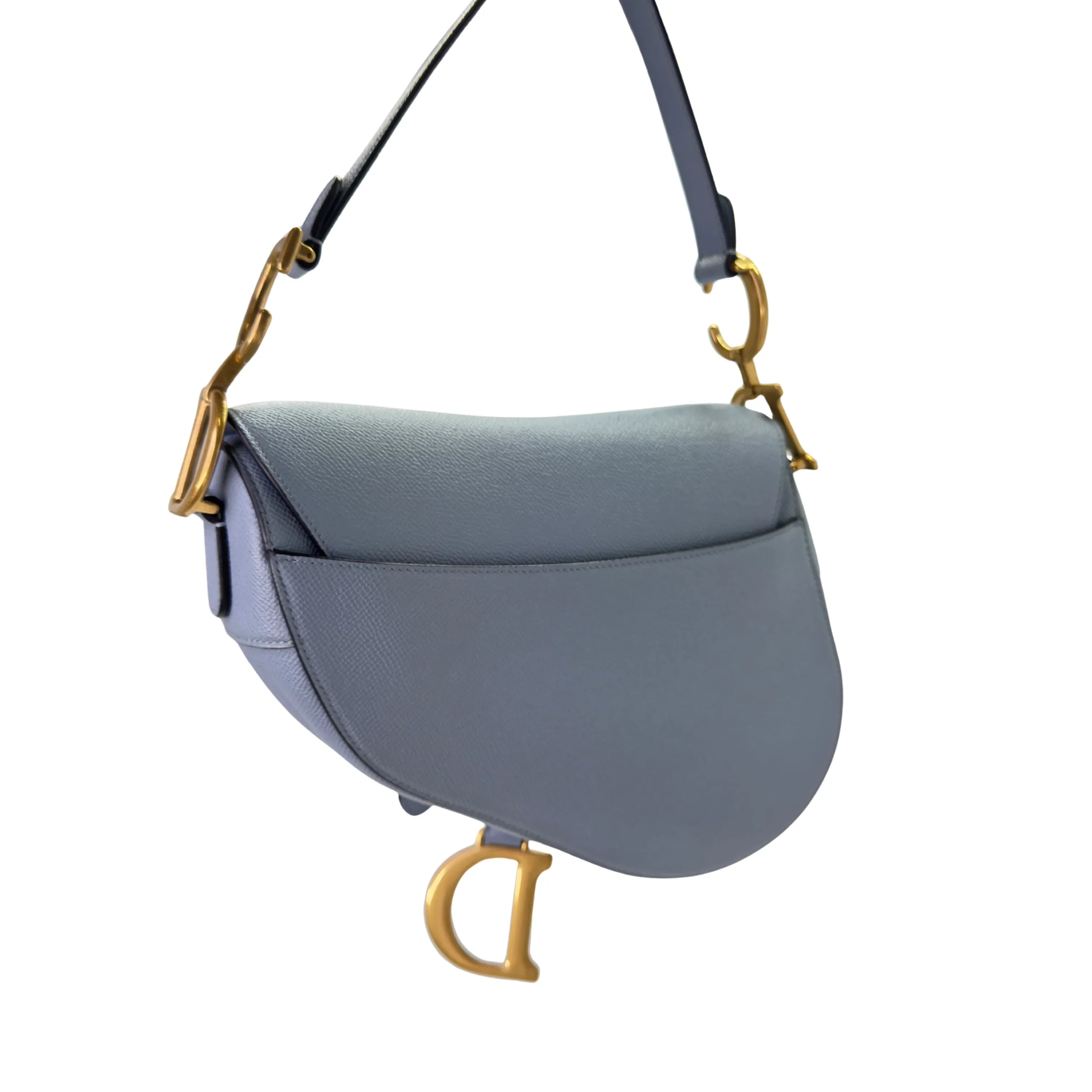 Dior Saddle Grained Calfskin Medium Handbag Blue - Lost Designer