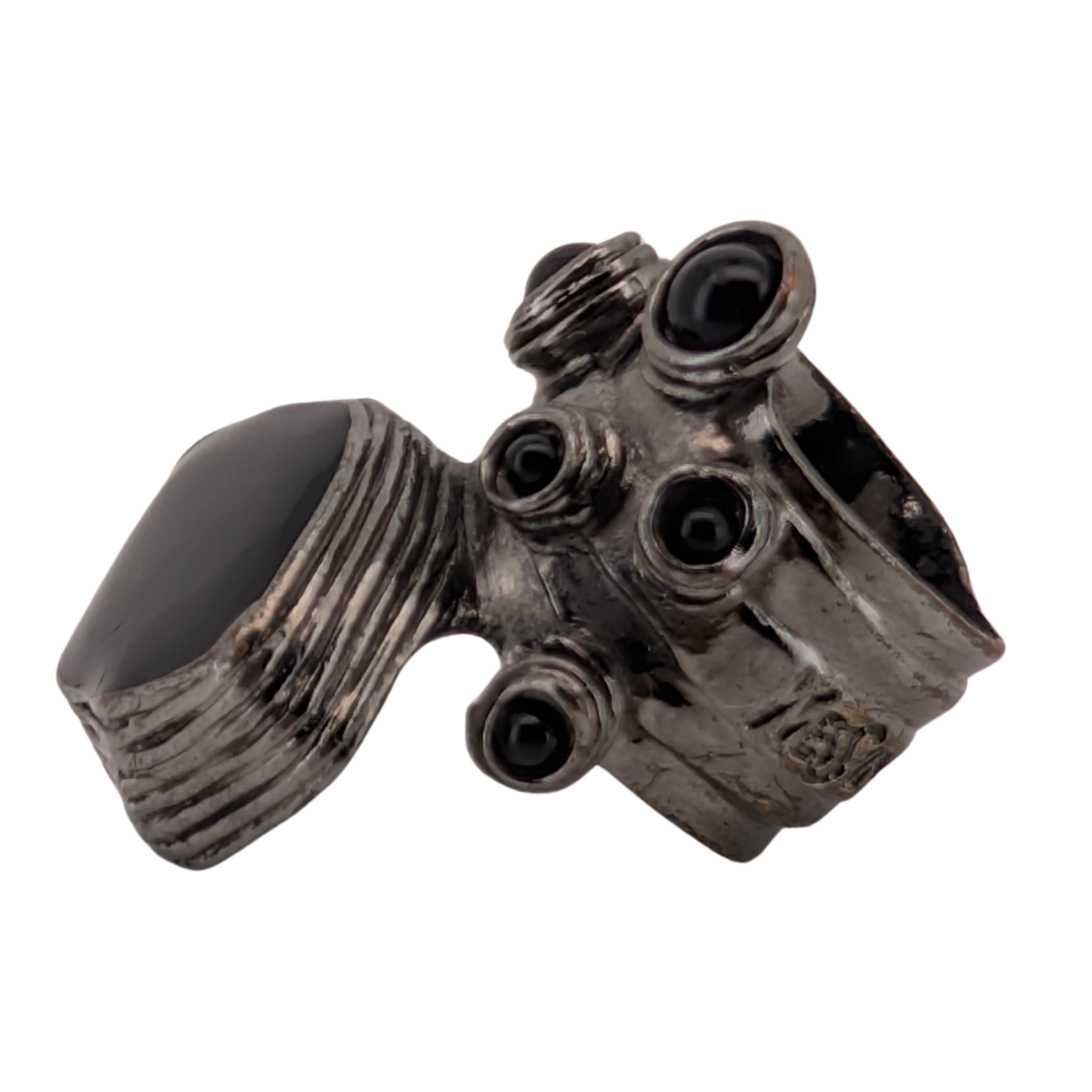 Yves Saint Laurent Arty Cabochon Black Enamel Ring Size 55/O½