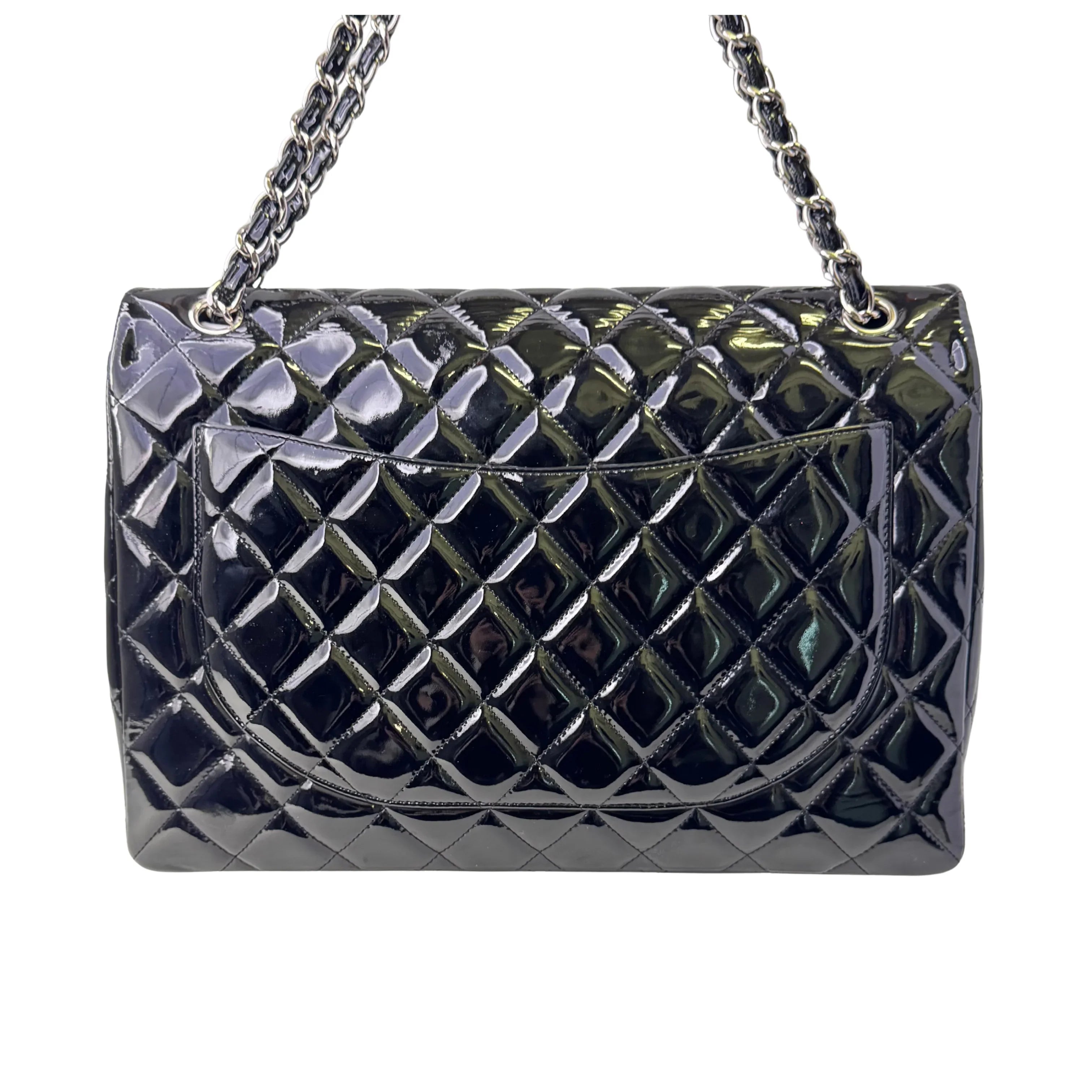 Chanel Maxi Flap Patent Leather Bag Black - Lost Designer