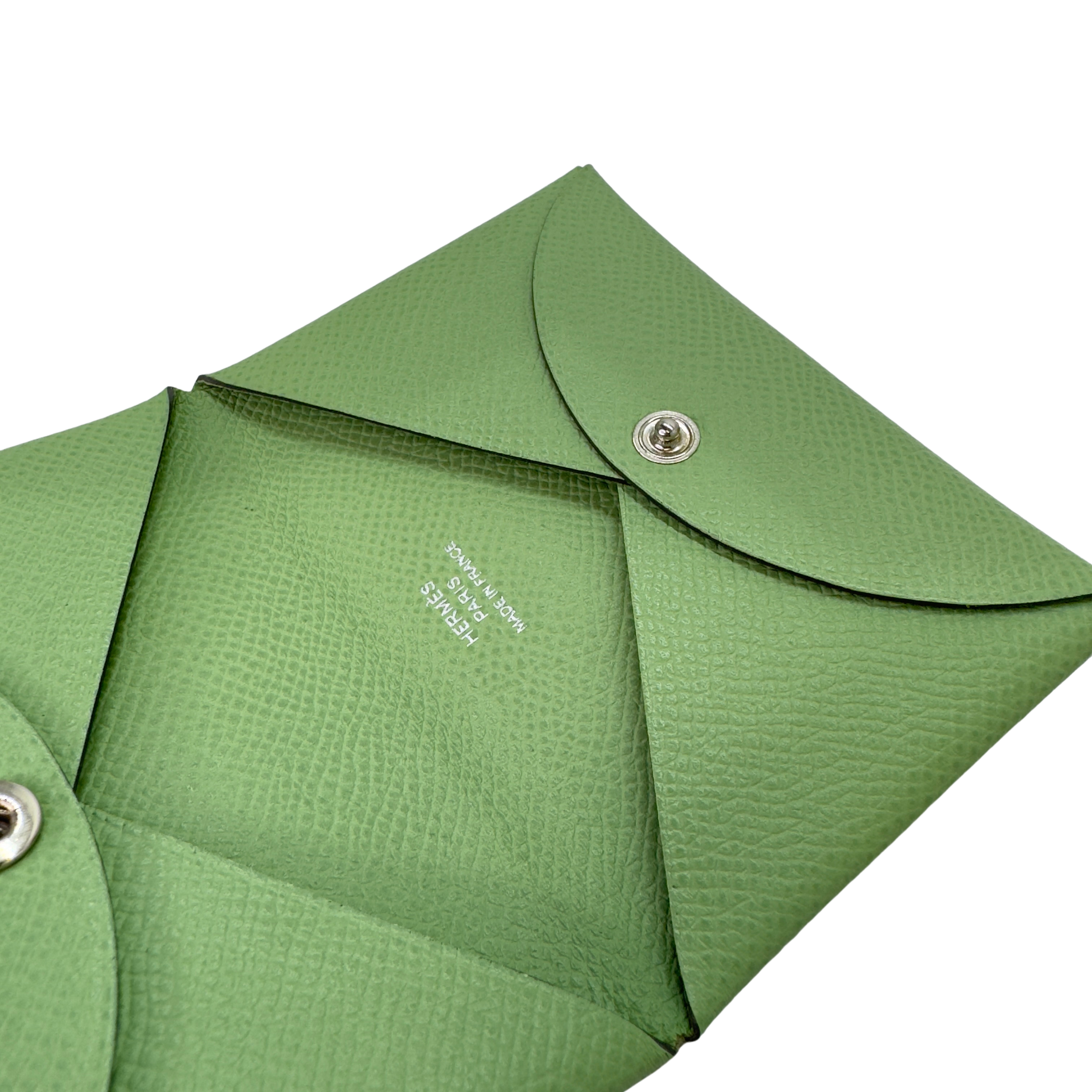 Hermes Calvi Epsom Leather Vert Criquet Wallet Green