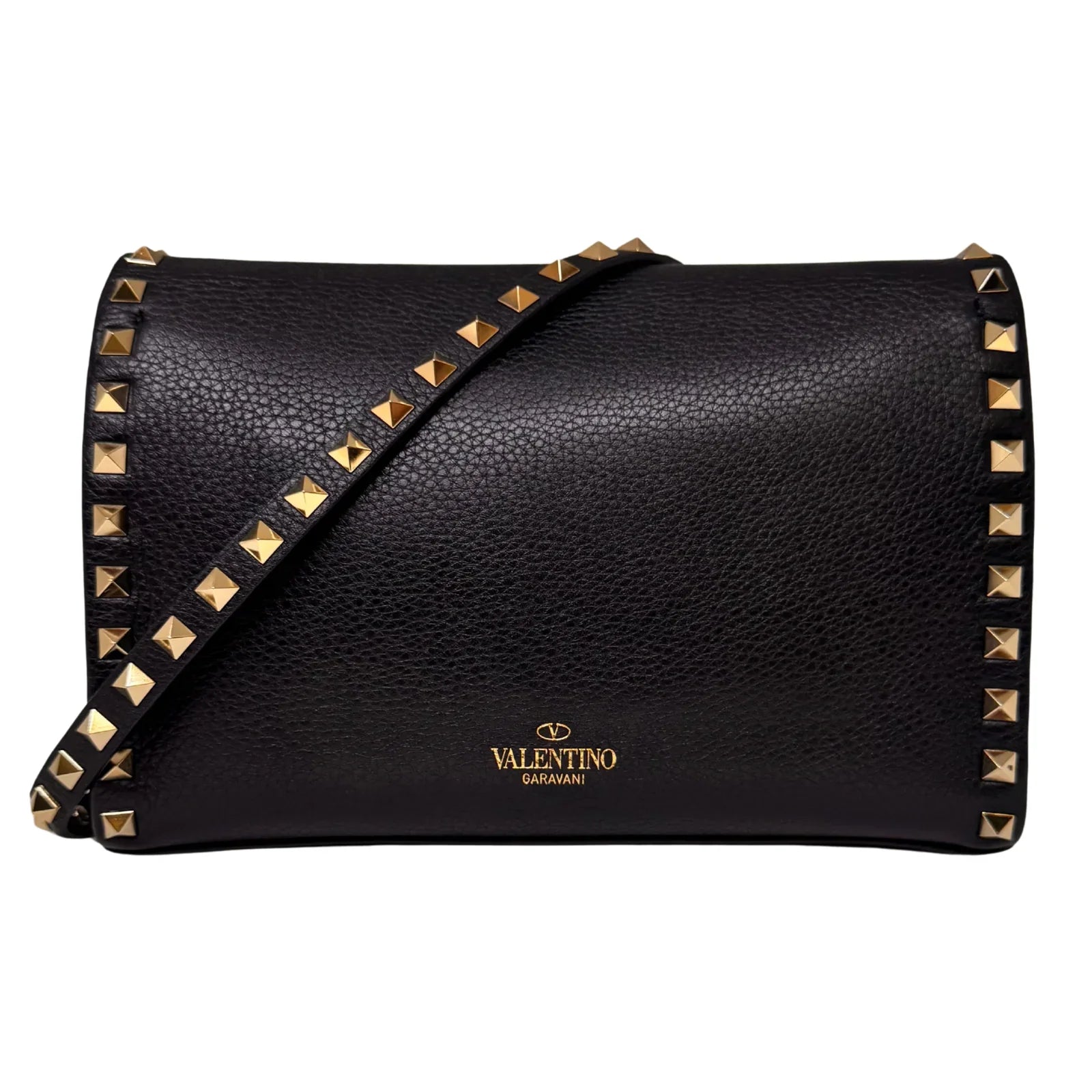 Valentino Garavani Rockstud Flip Lock Crossbody Bag – Black