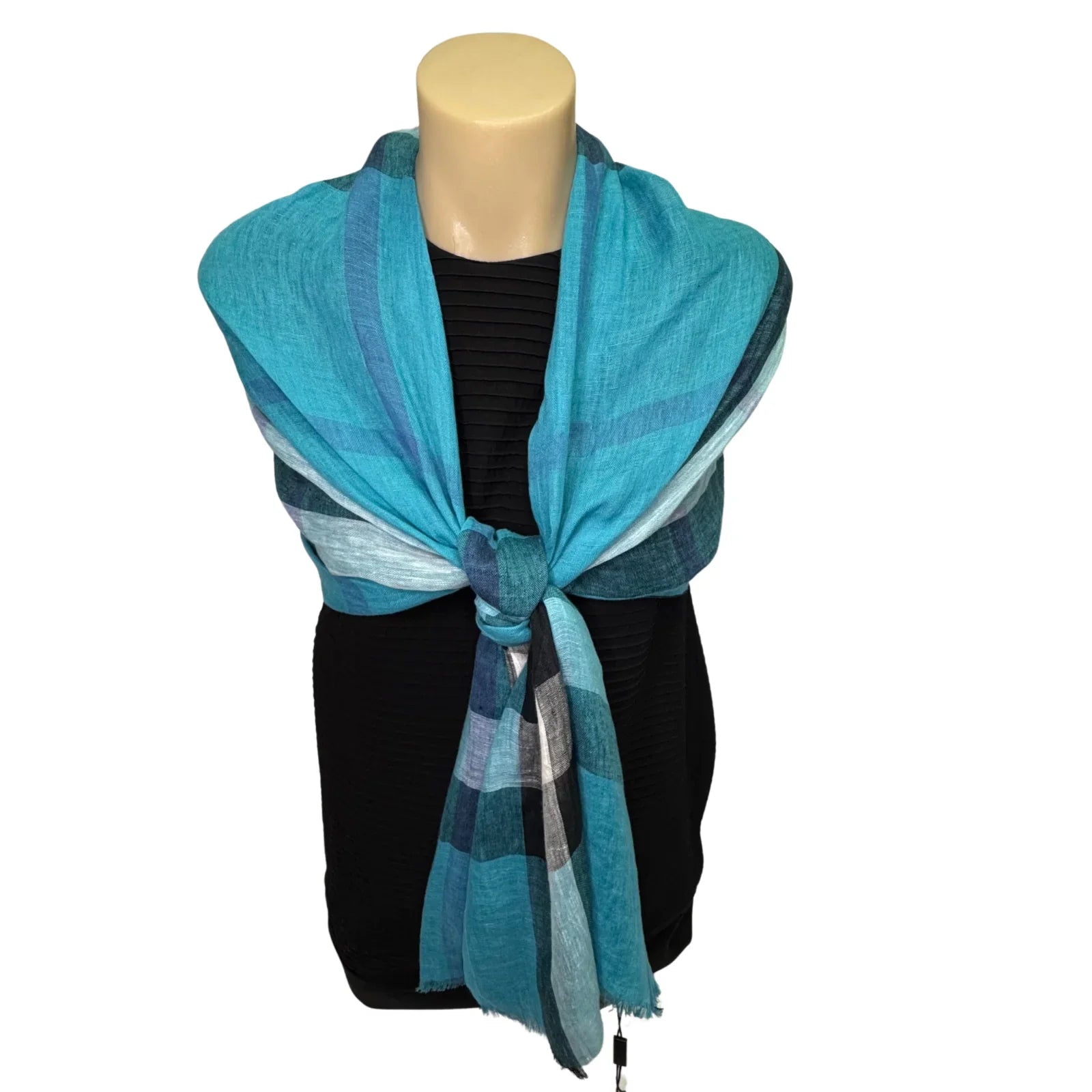 Burberry Linen Scarf Blue Check
