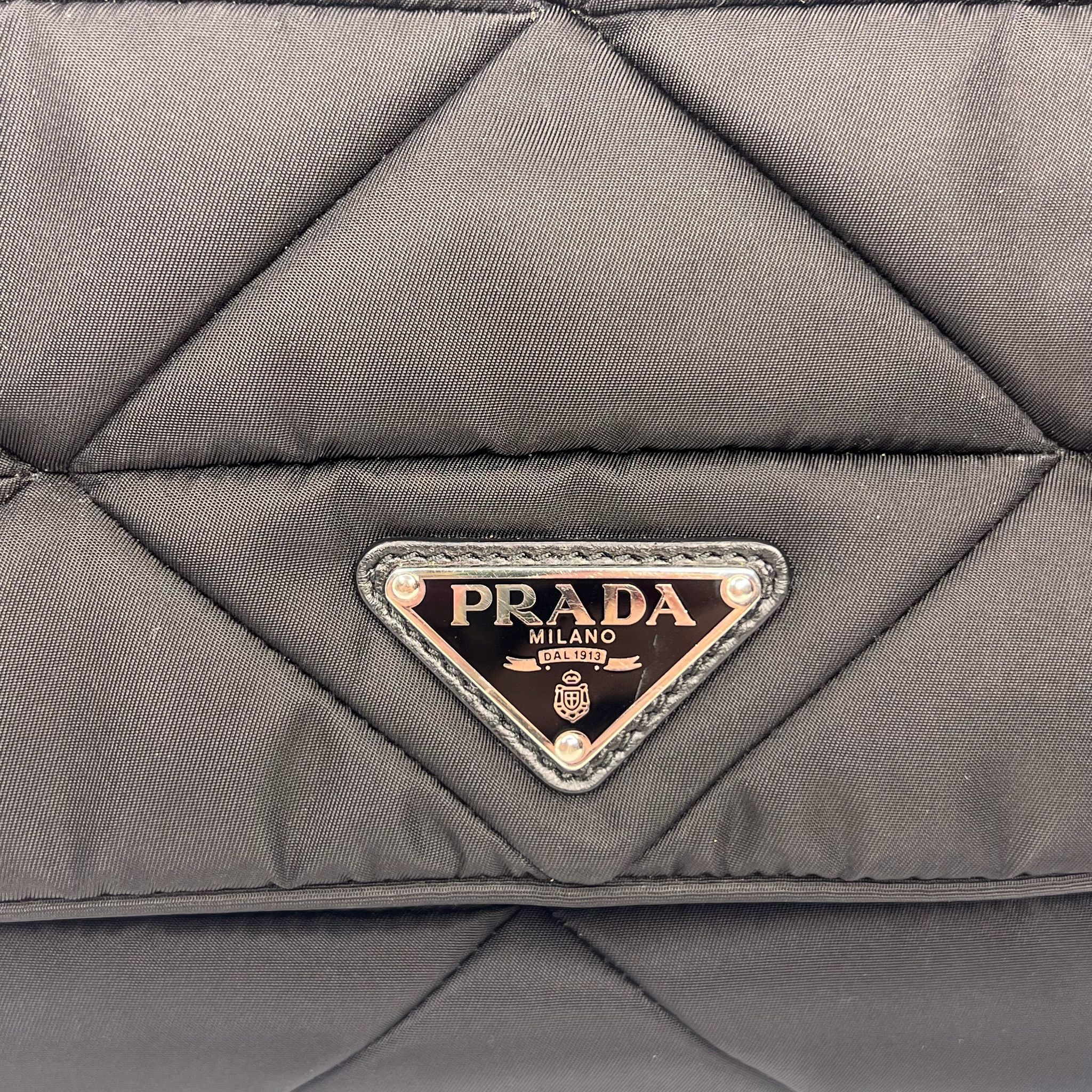 Prada Quilted Re-Nylon Crossbody Bag with Detachable Pouch – Black