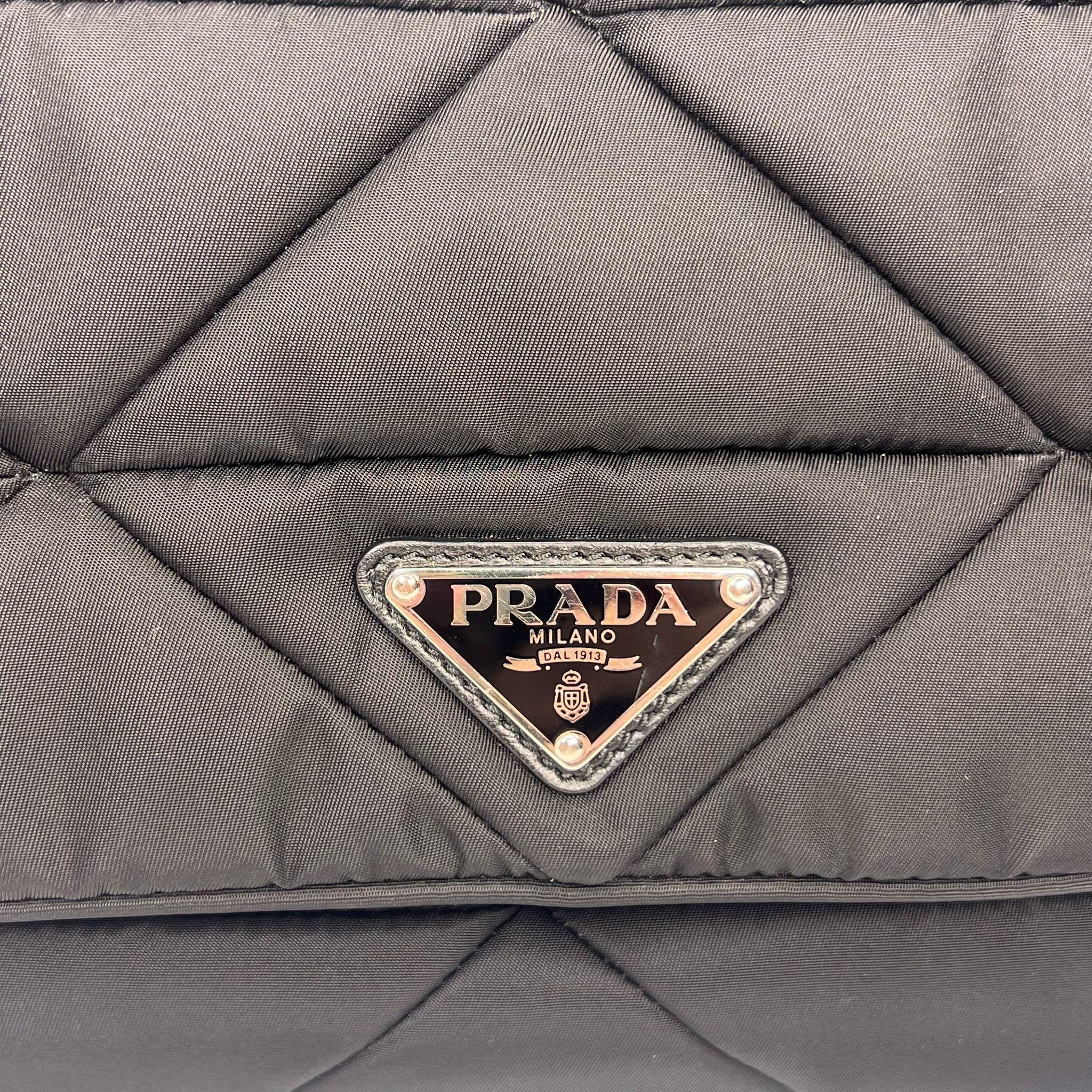 Prada Quilted Re-Nylon Crossbody Bag with Detachable Pouch – Black