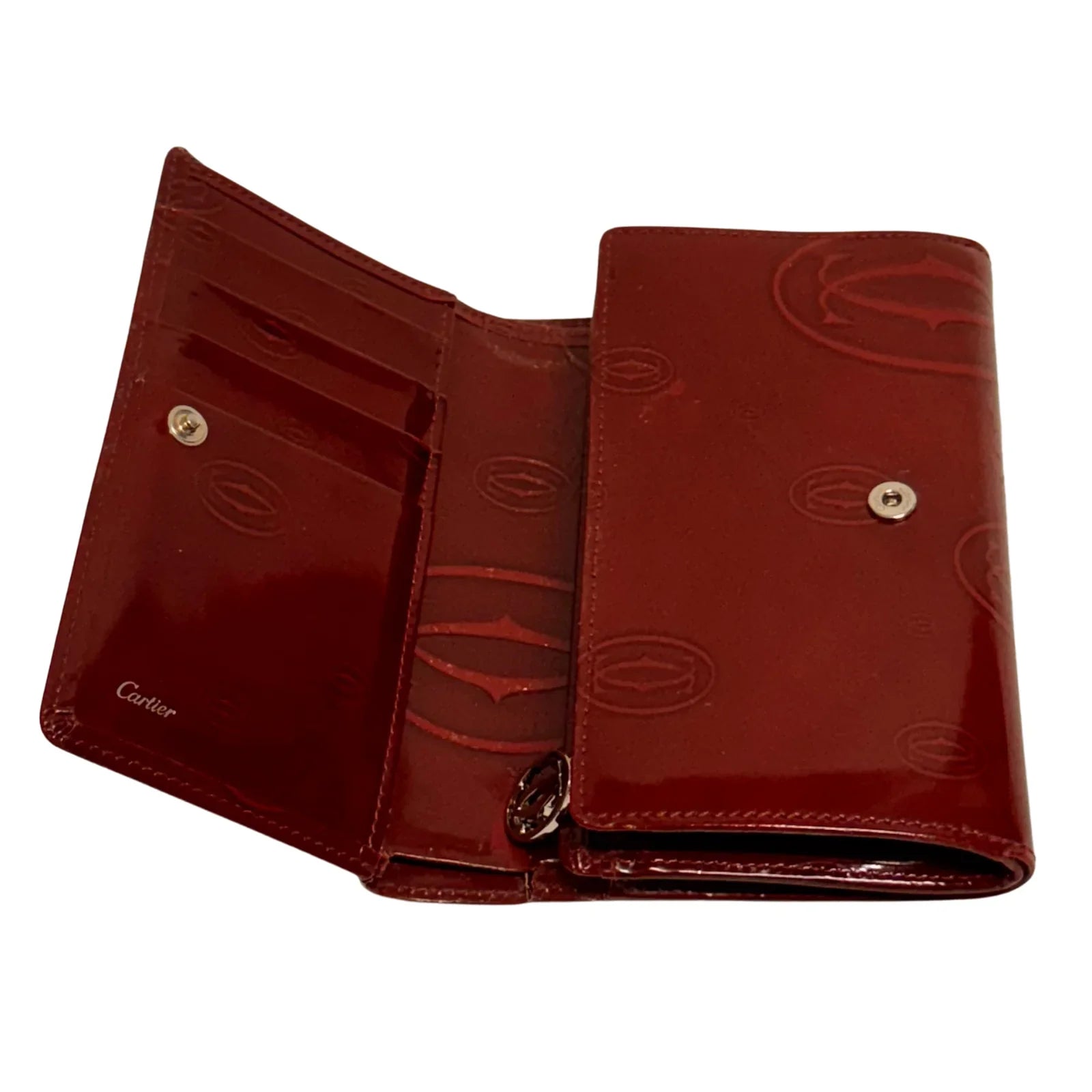 Cartier Long Leather Wallet Deep Red