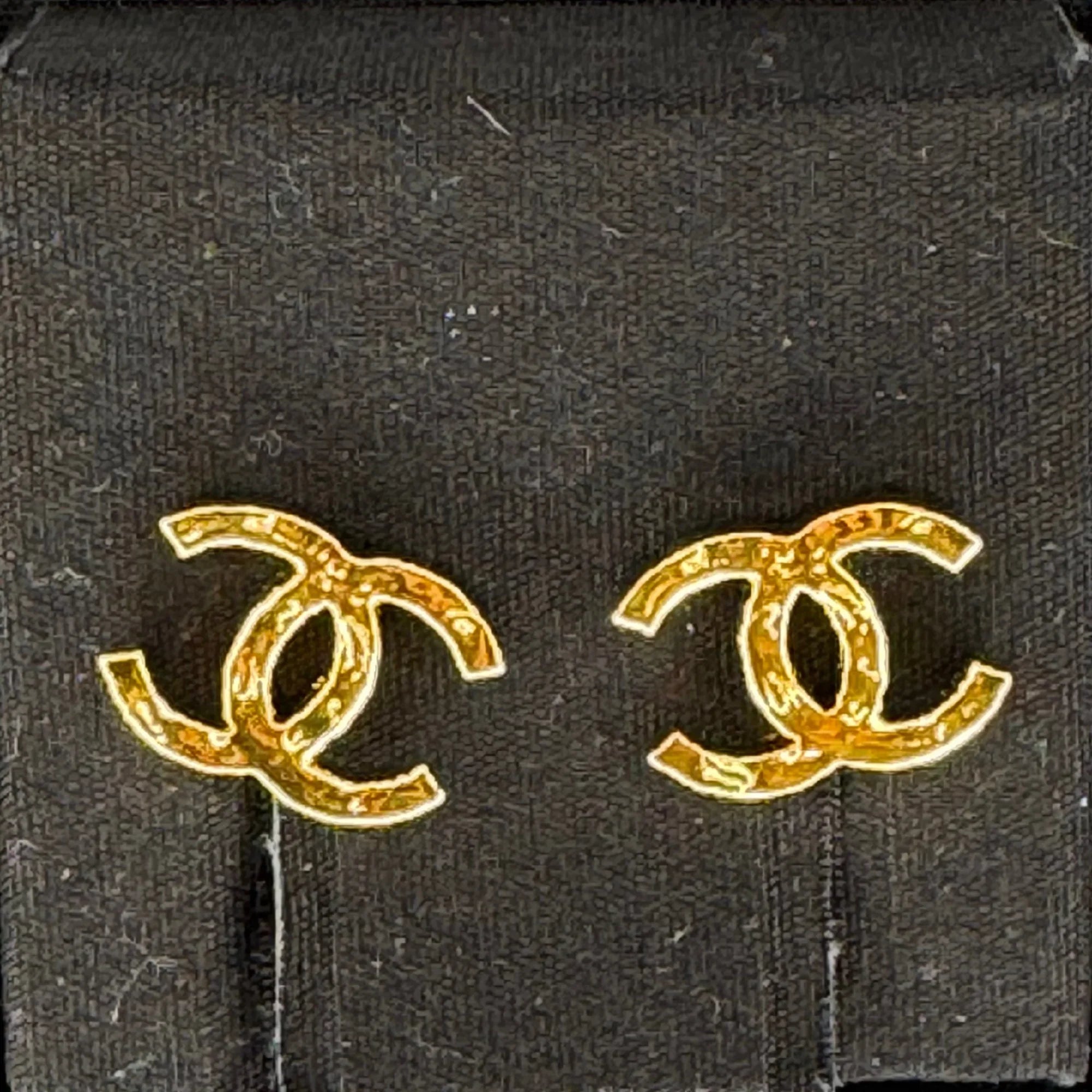 Chanel 18K Gold-Plated CC Logo Stud Earrings