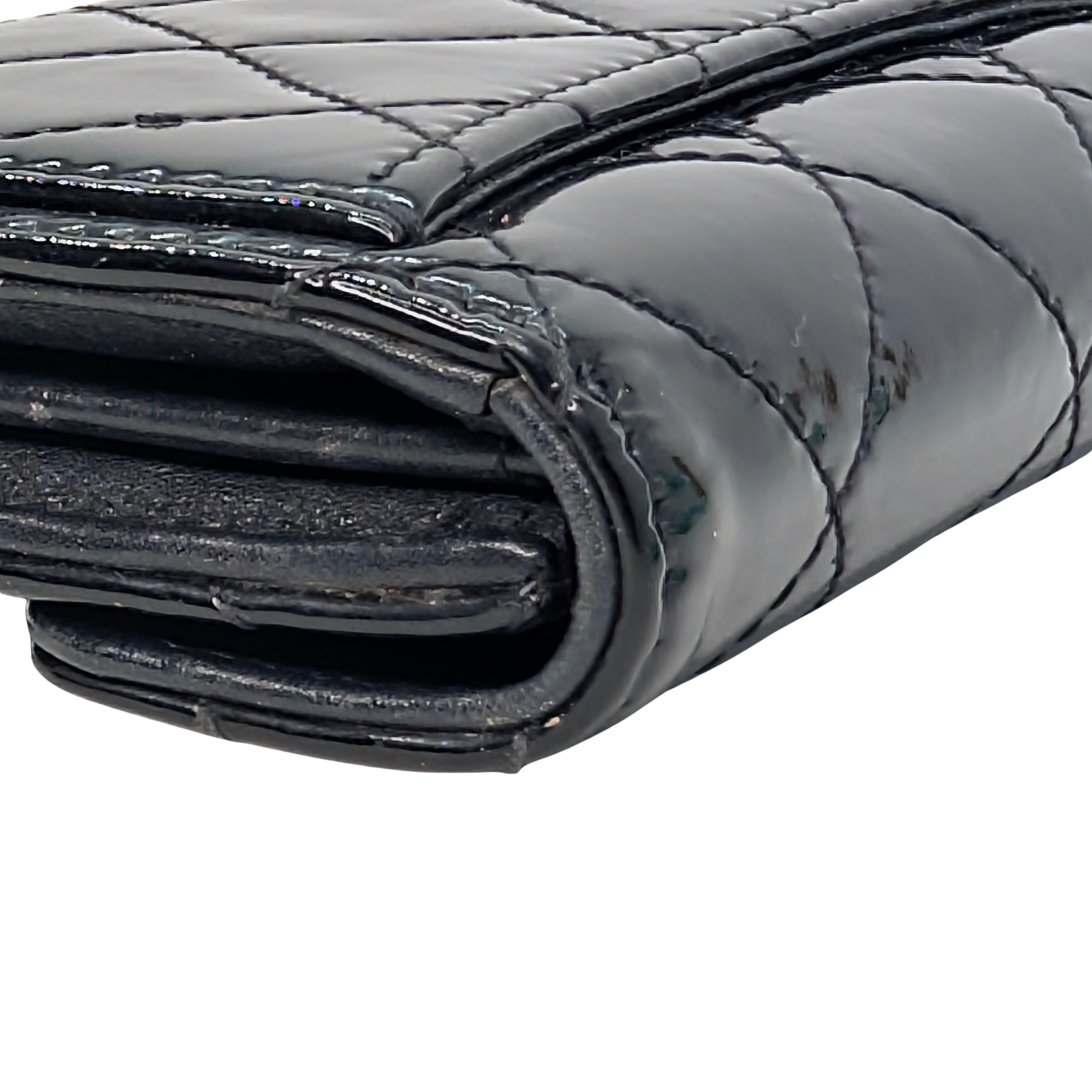 Chanel Classic Single Flap Small Matelassè Patent Folding Wallet Black