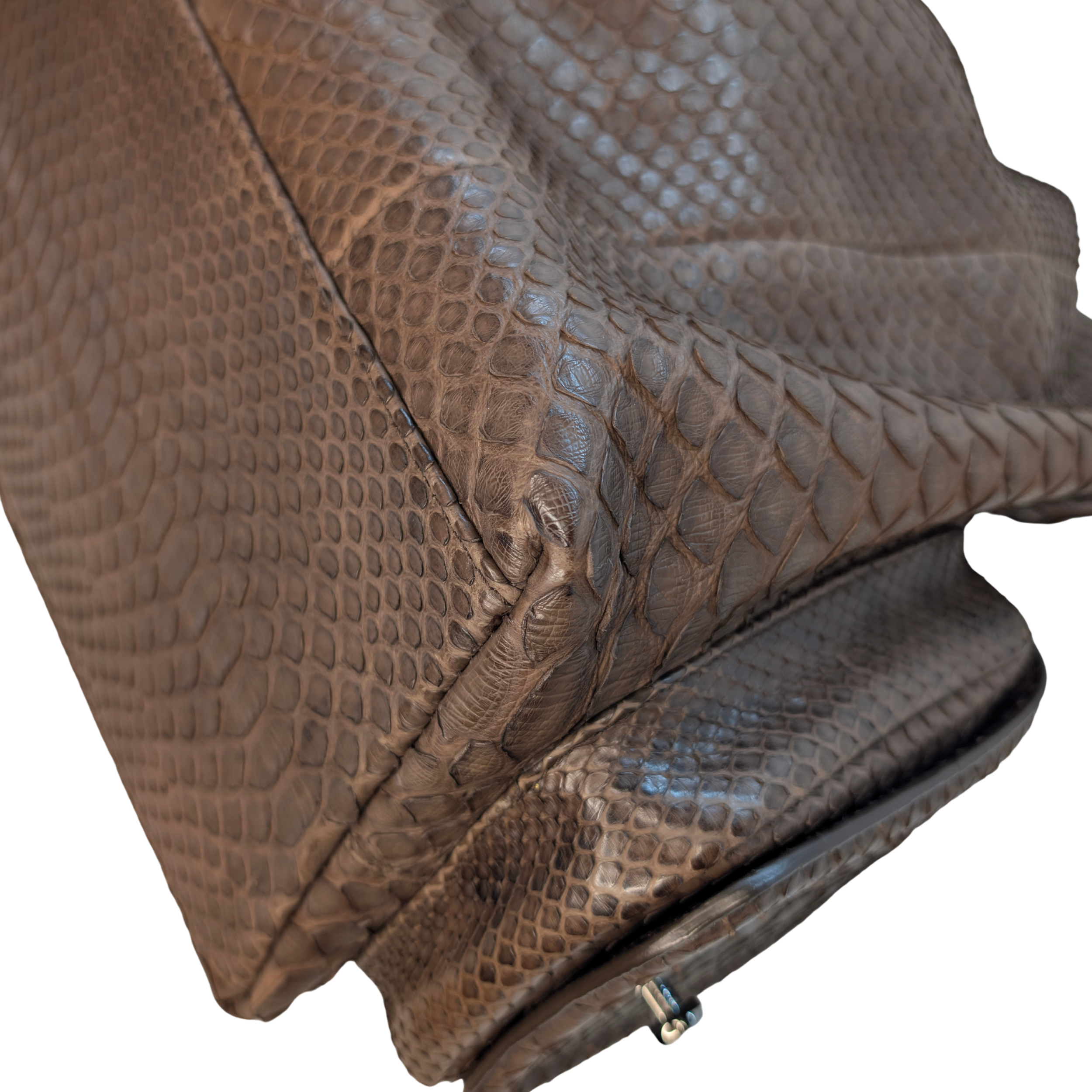 Bvlgari Limited Edition Brown Python Leather Chain Shoulder Bag