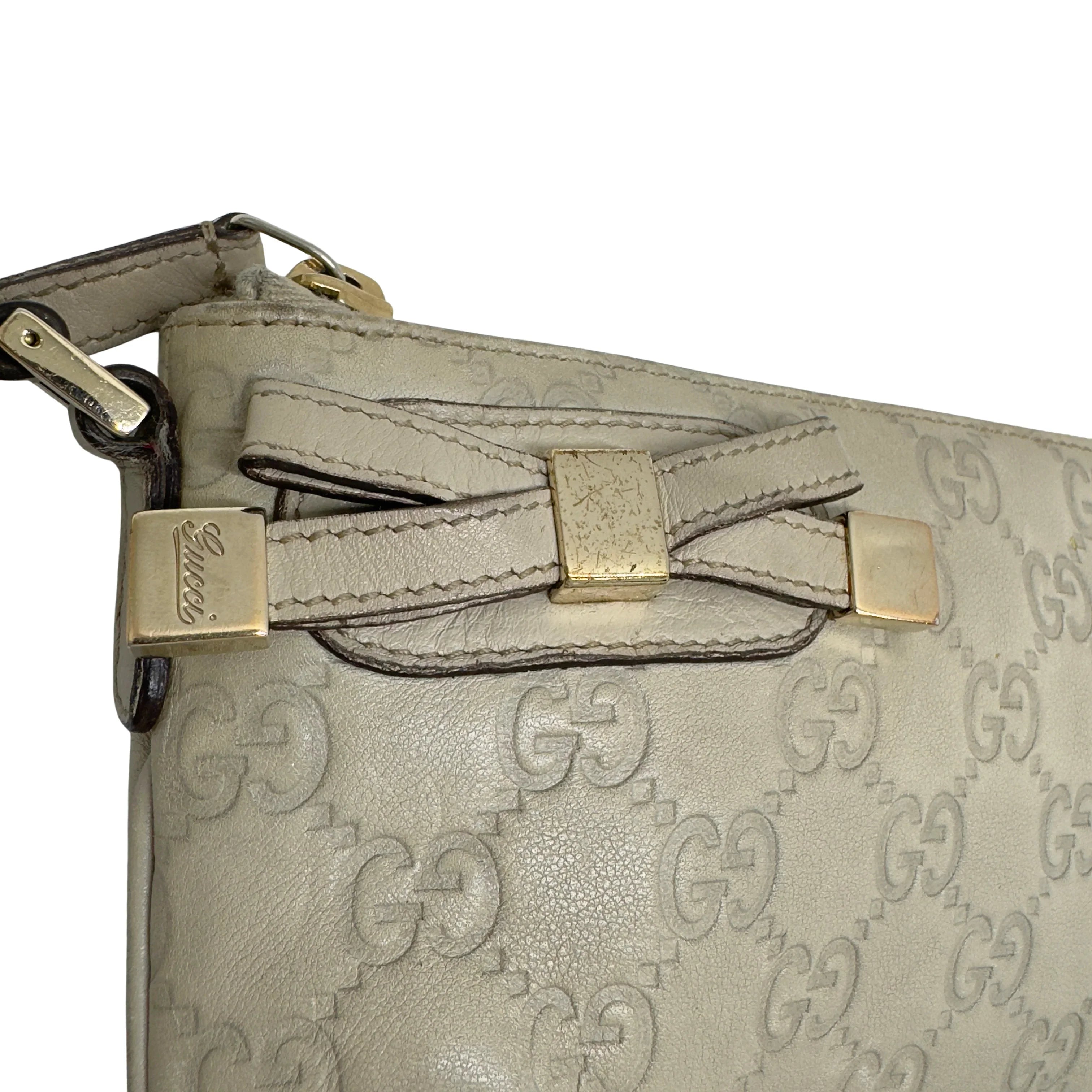 Gucci Monogram Small Pochette Clutch Bag Leather Beige - Lost Designer