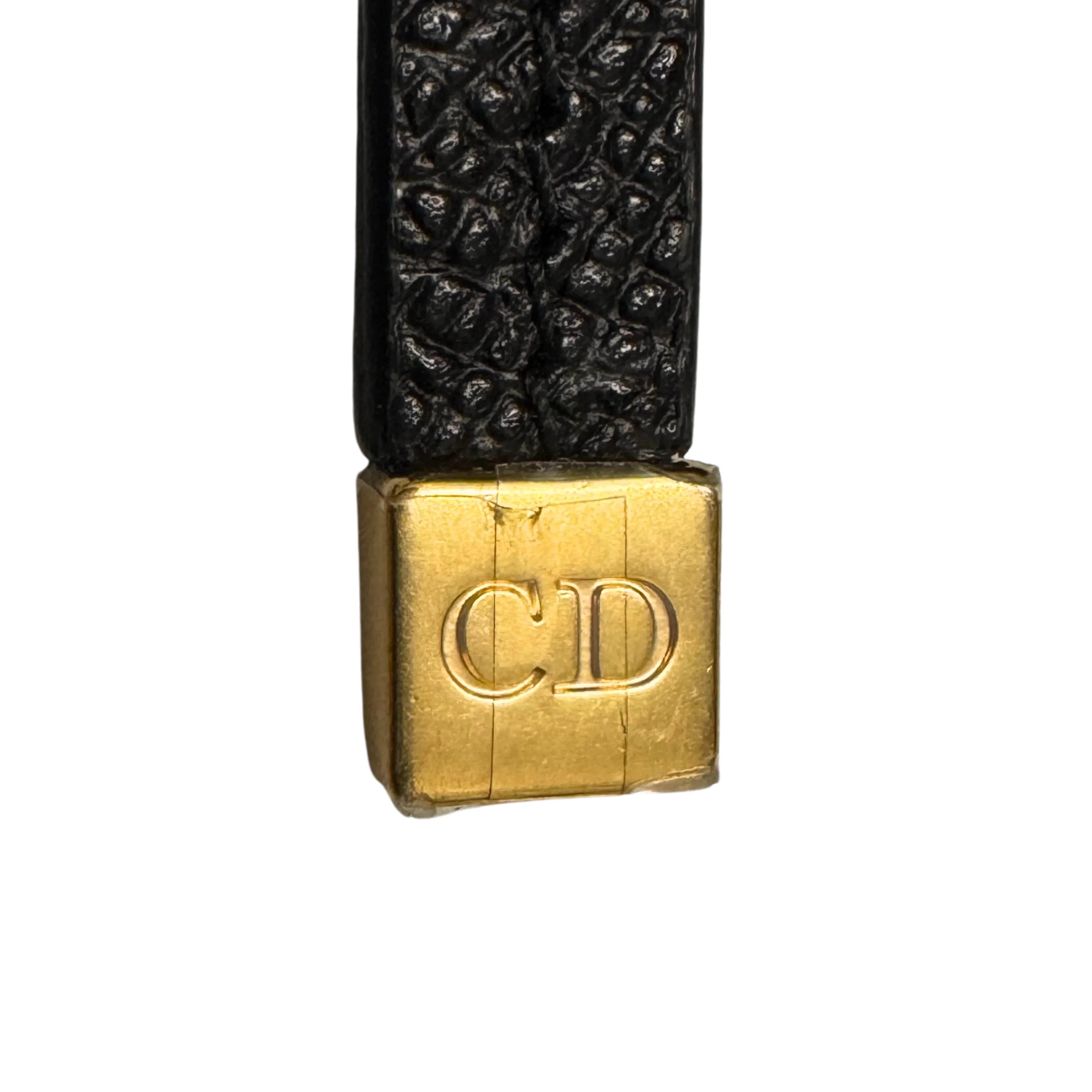 Christian Dior Caro Grained Leather Double Pouch Crossbody Bag Black