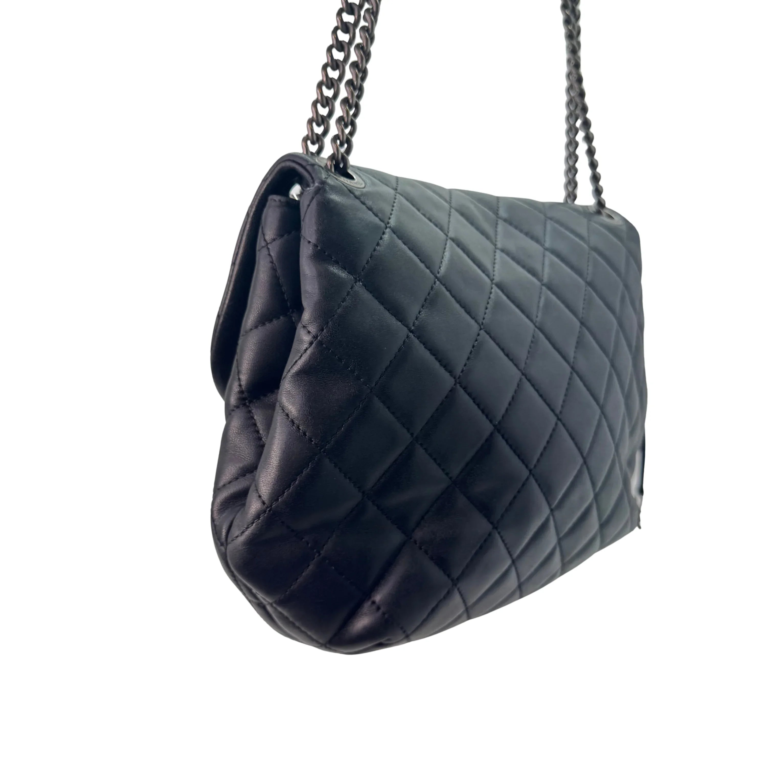 Chanel Lambskin Quilted Large Daily Supple Flap Black - Lost Designer