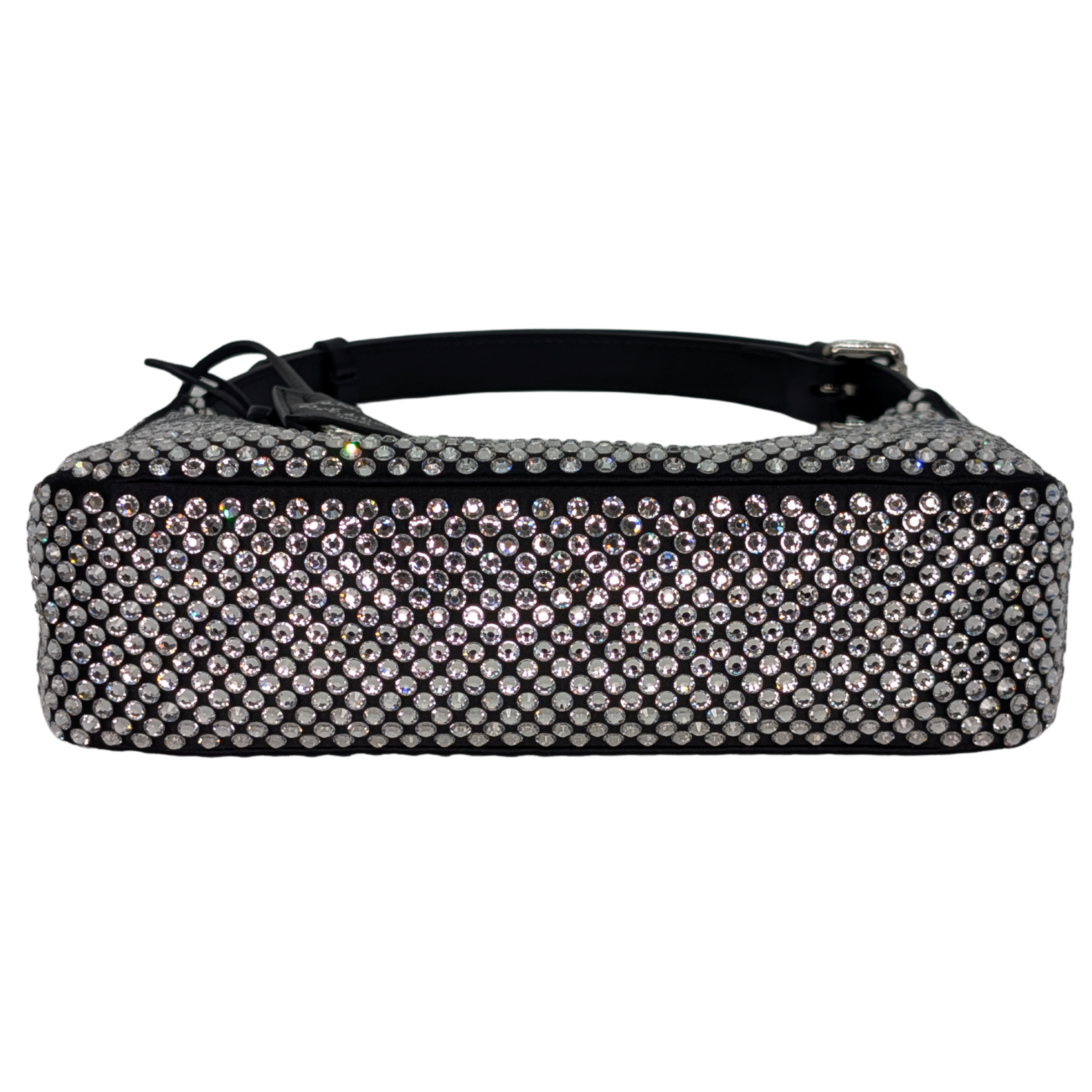 Black Prada Re-Edition Mini Satin Crystals Shoulder Bag